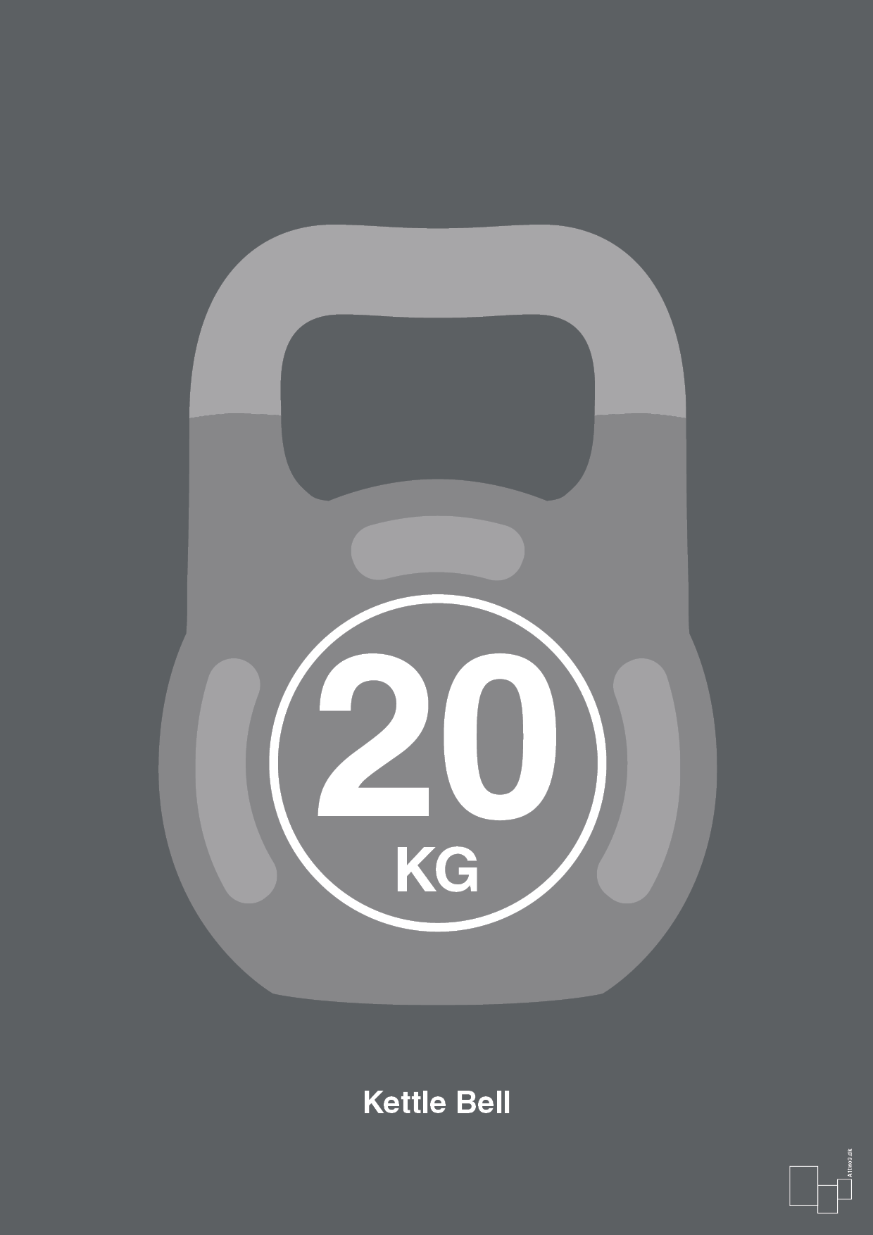 kettle bell 20 kg - Plakat med Grafik i Graphic Charcoal