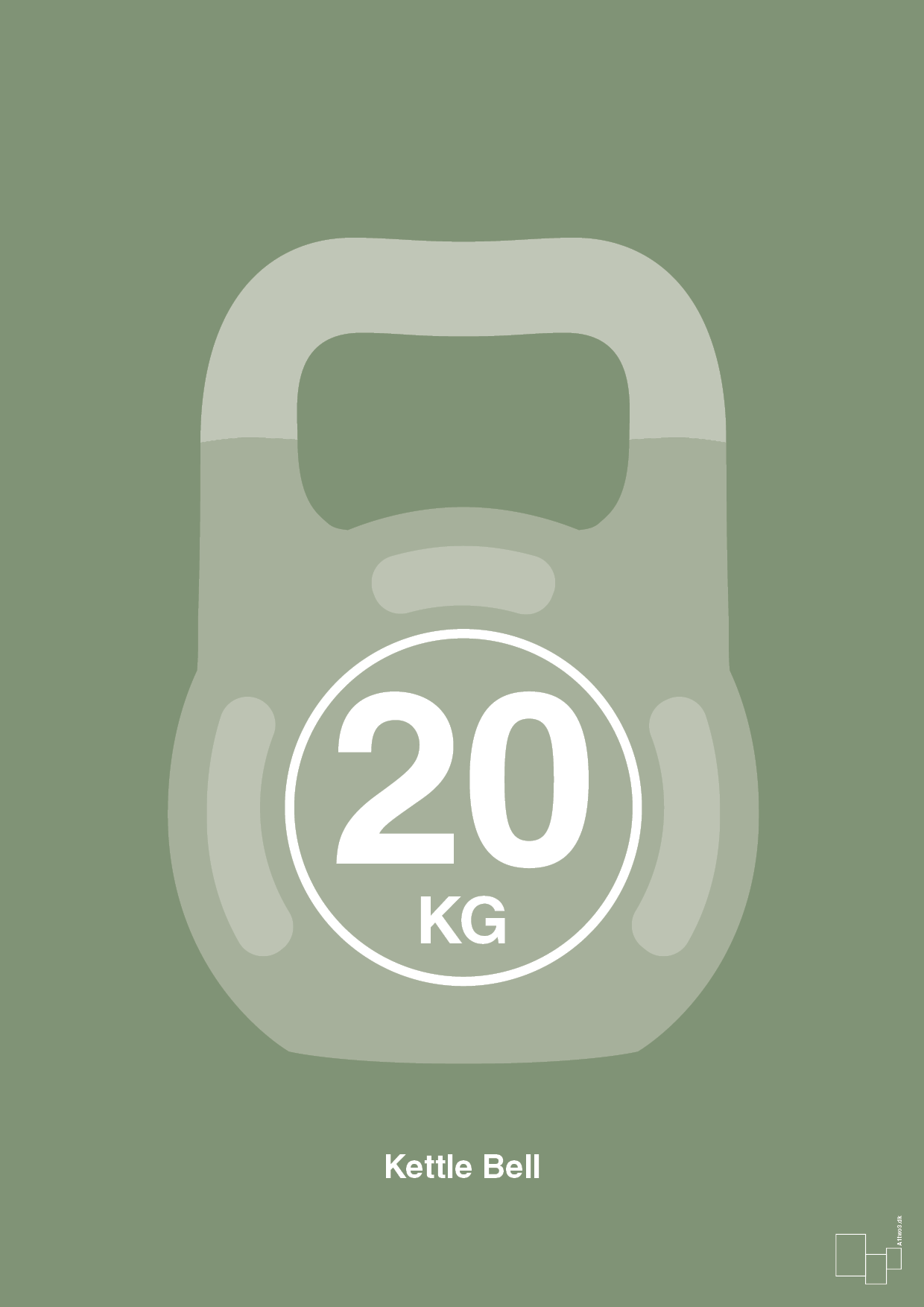 kettle bell 20 kg - Plakat med Grafik i Jade