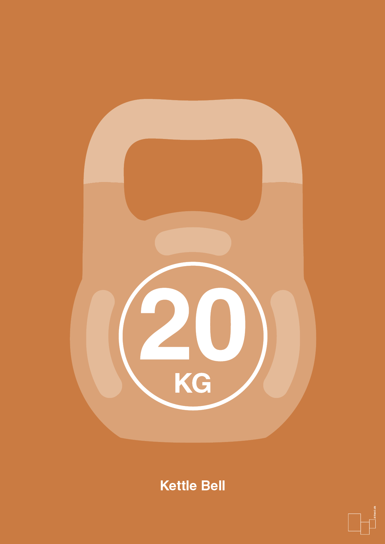 kettle bell 20 kg - Plakat med Grafik i Rumba Orange
