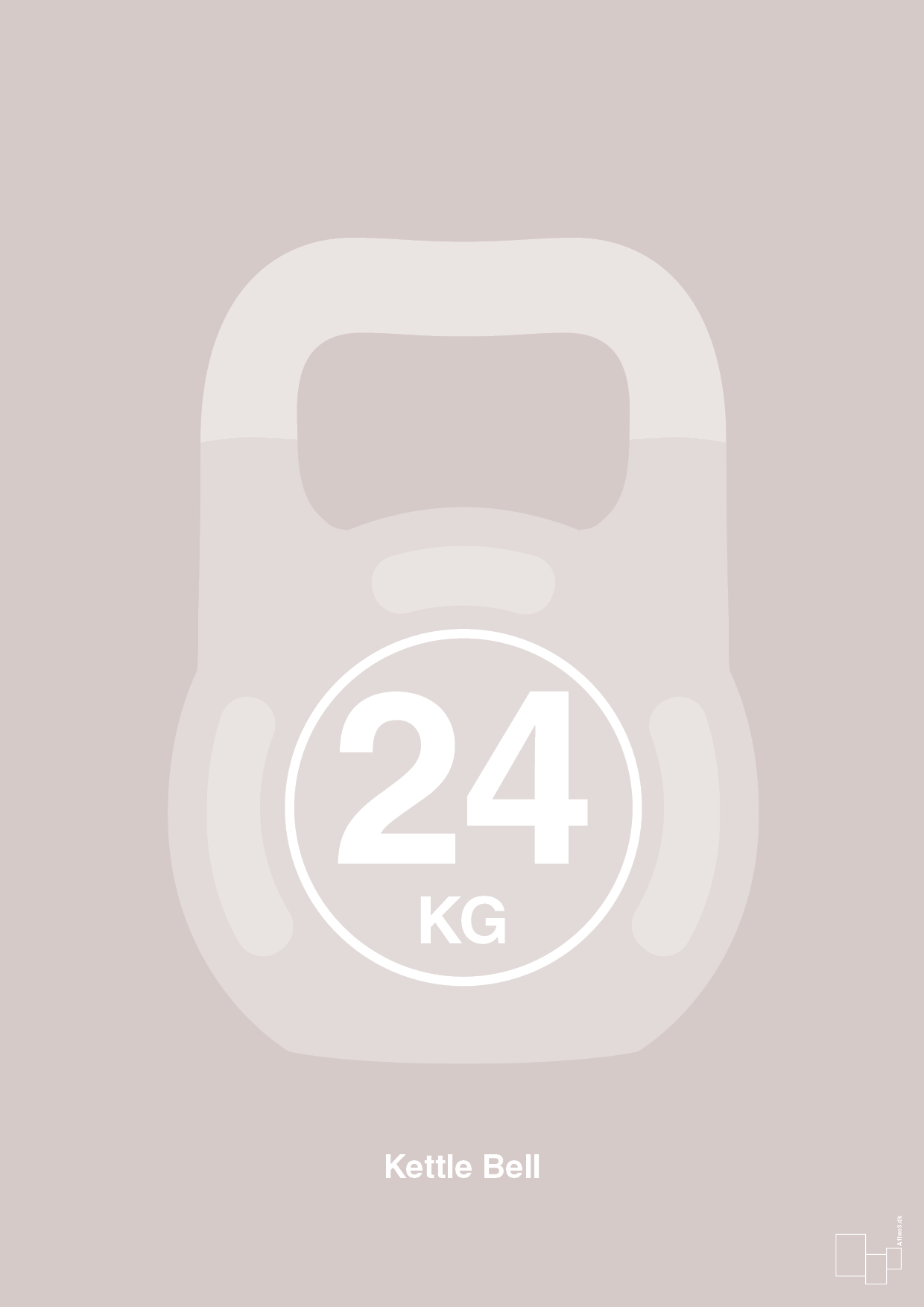 kettle bell 24 kg - Plakat med Grafik i Broken Beige