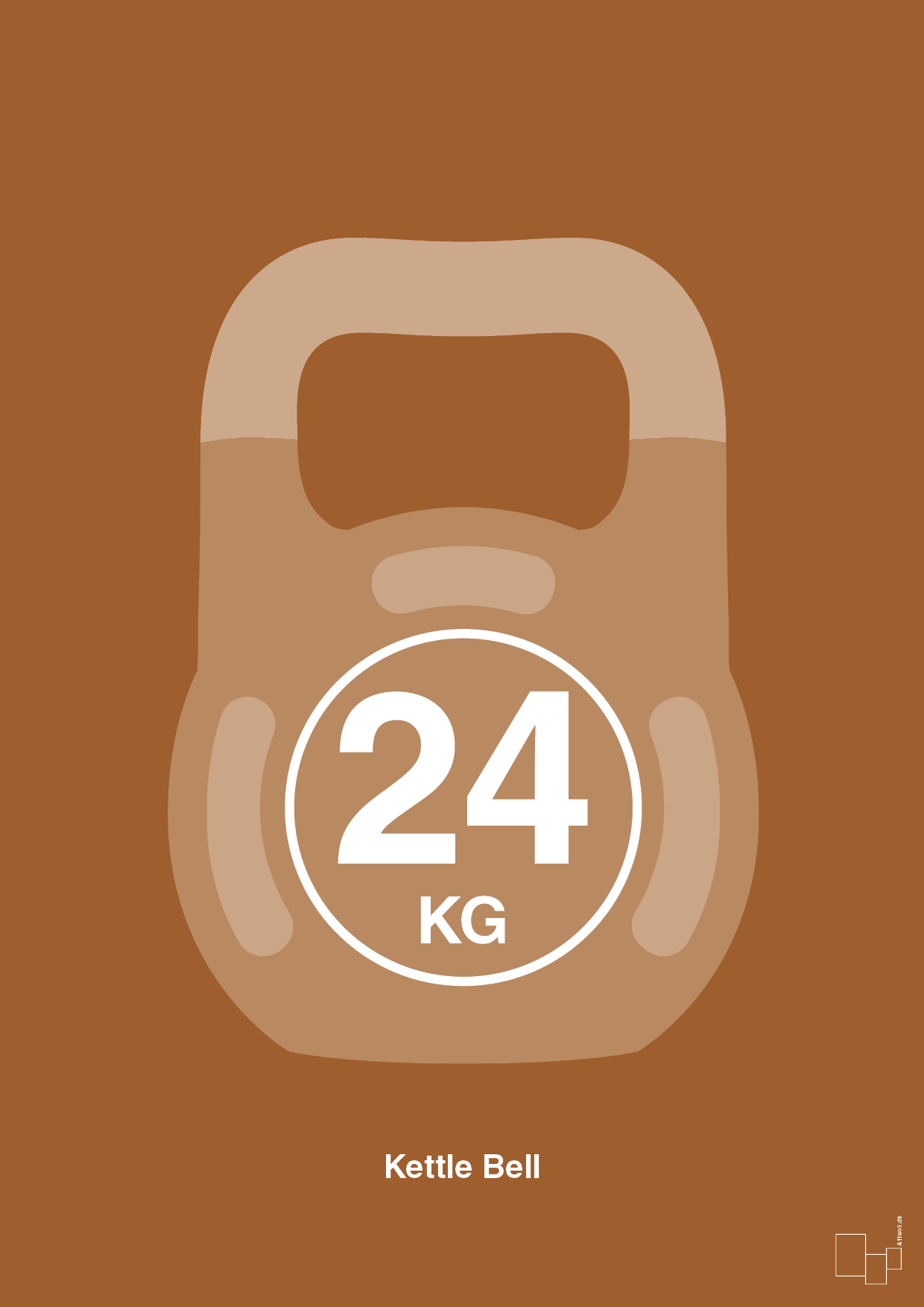 kettle bell 24 kg - Plakat med Grafik i Cognac