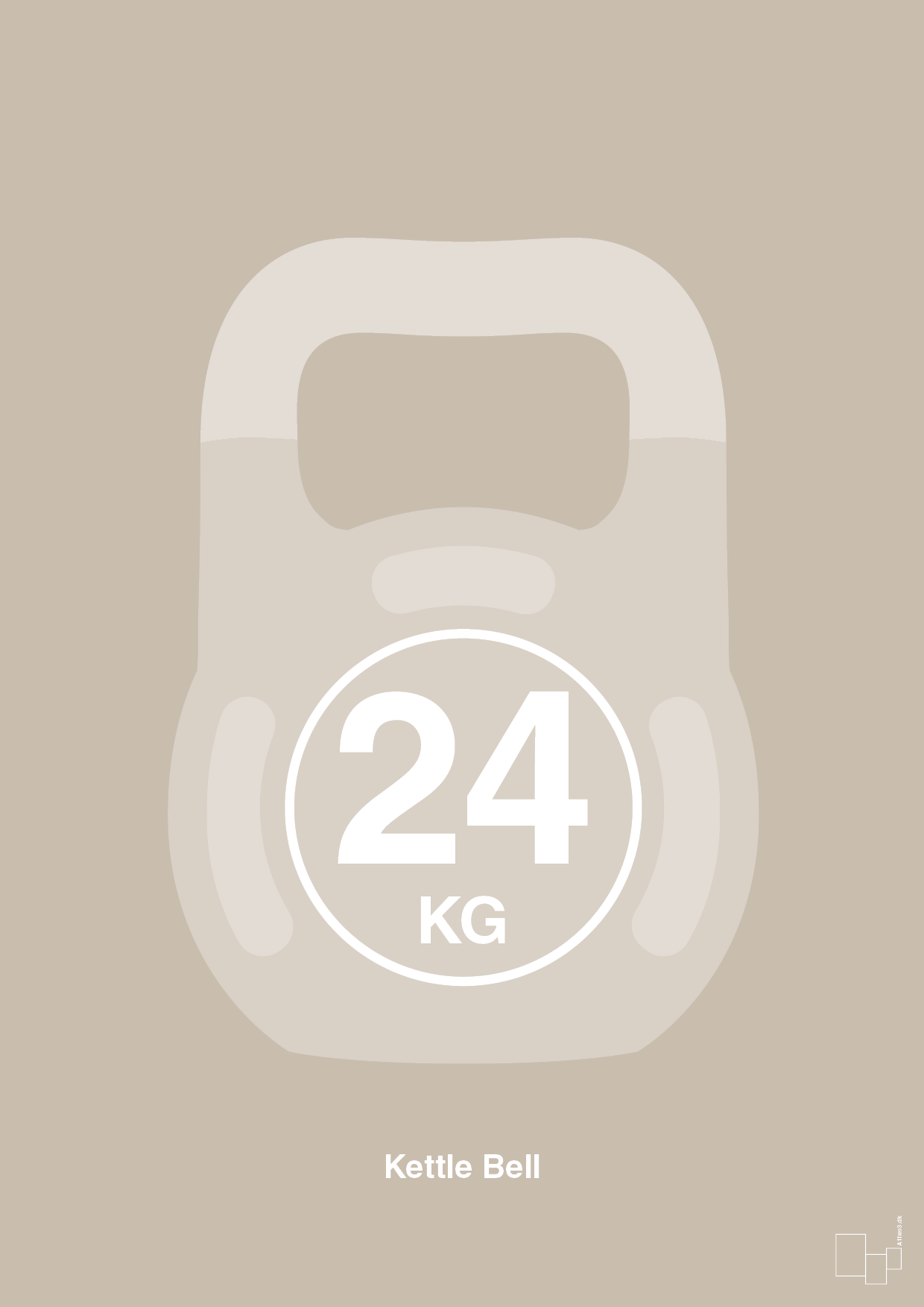kettle bell 24 kg - Plakat med Grafik i Creamy Mushroom
