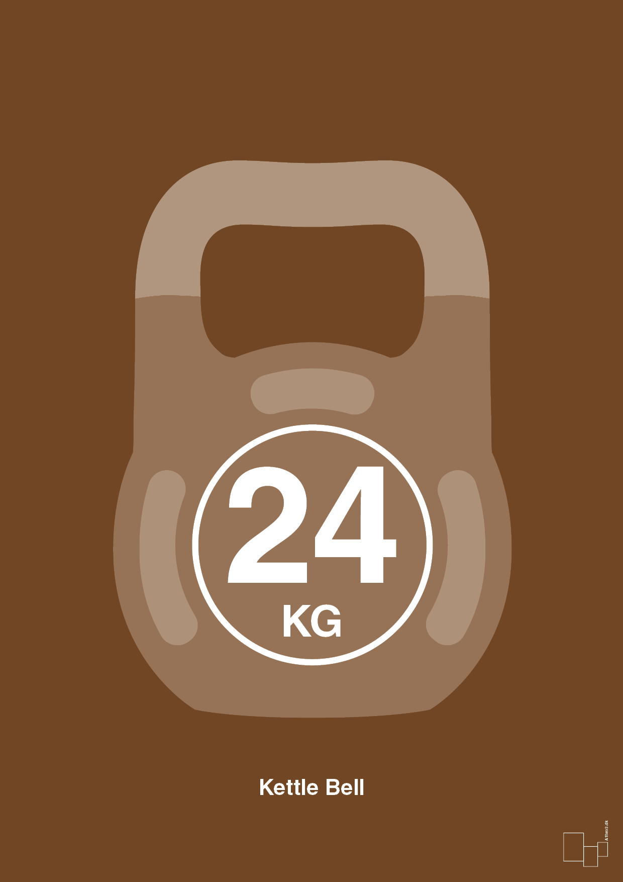 kettle bell 24 kg - Plakat med Grafik i Dark Brown