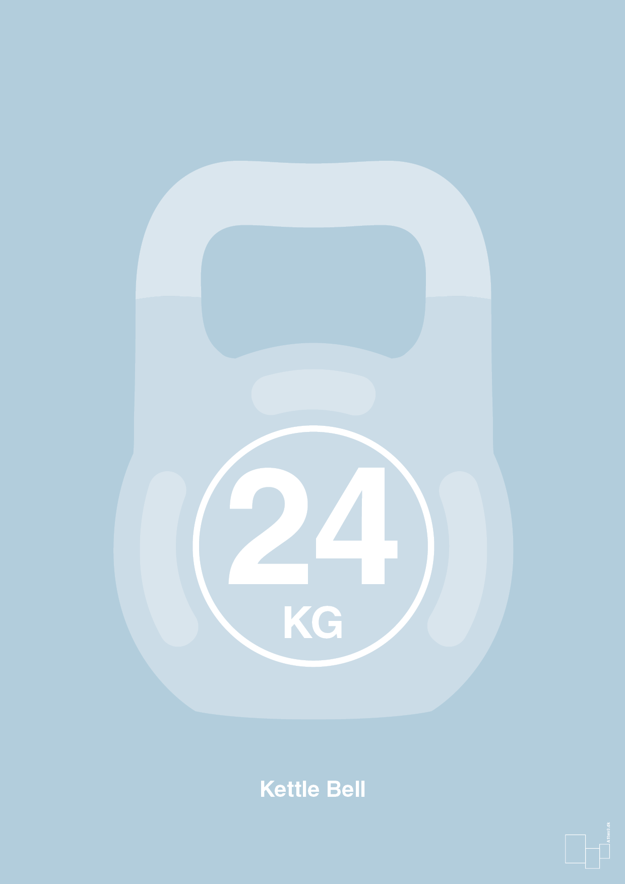 kettle bell 24 kg - Plakat med Grafik i Heavenly Blue