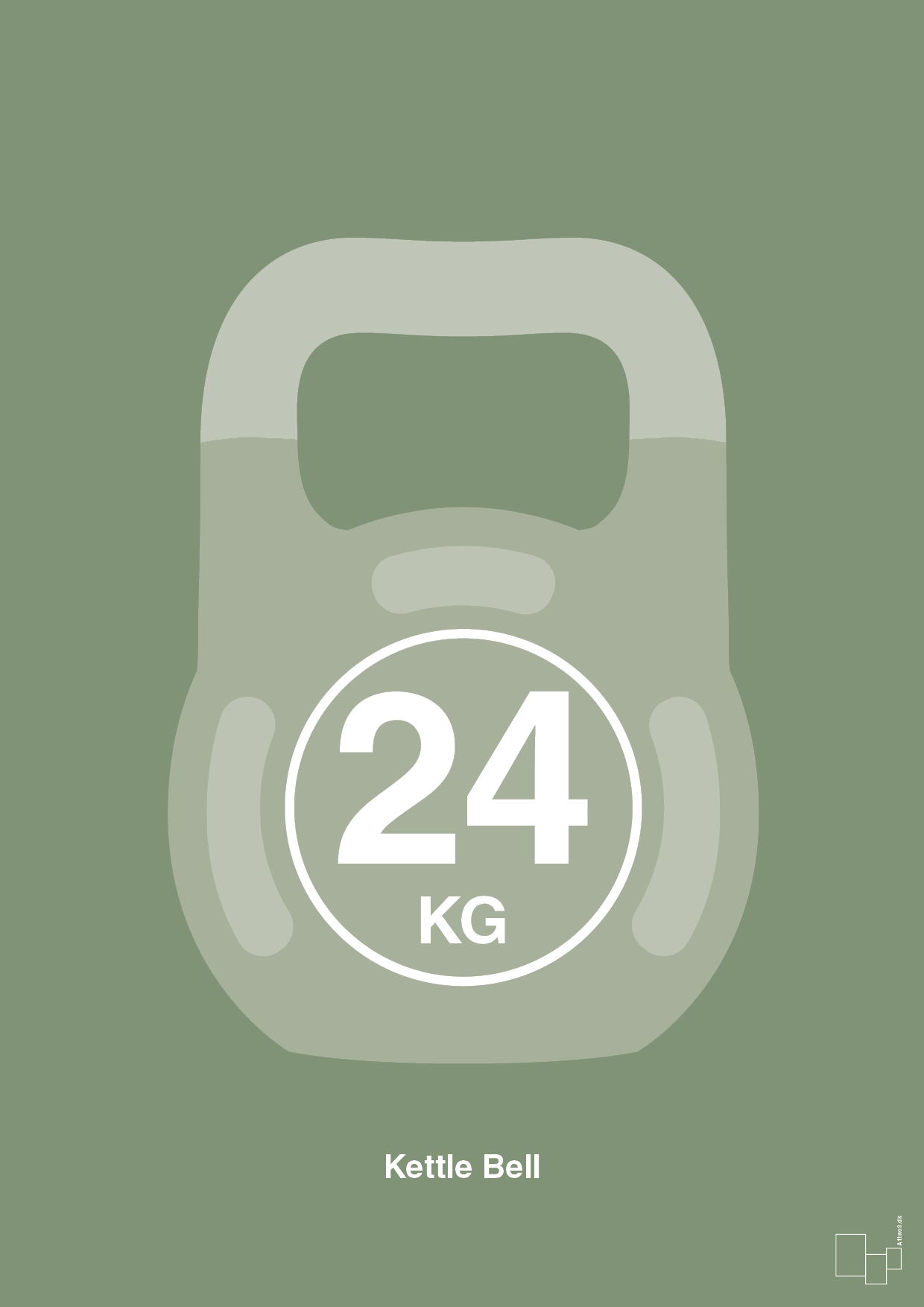kettle bell 24 kg - Plakat med Grafik i Jade