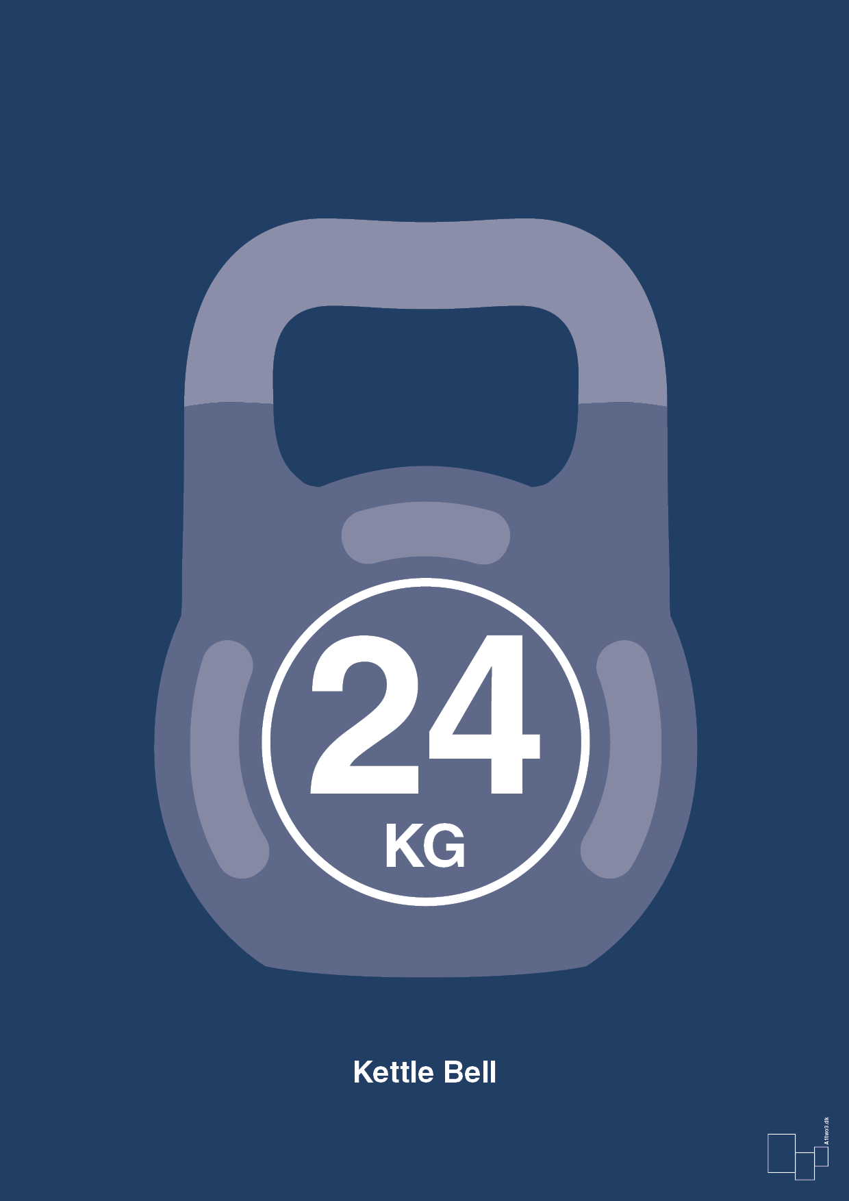 kettle bell 24 kg - Plakat med Grafik i Lapis Blue