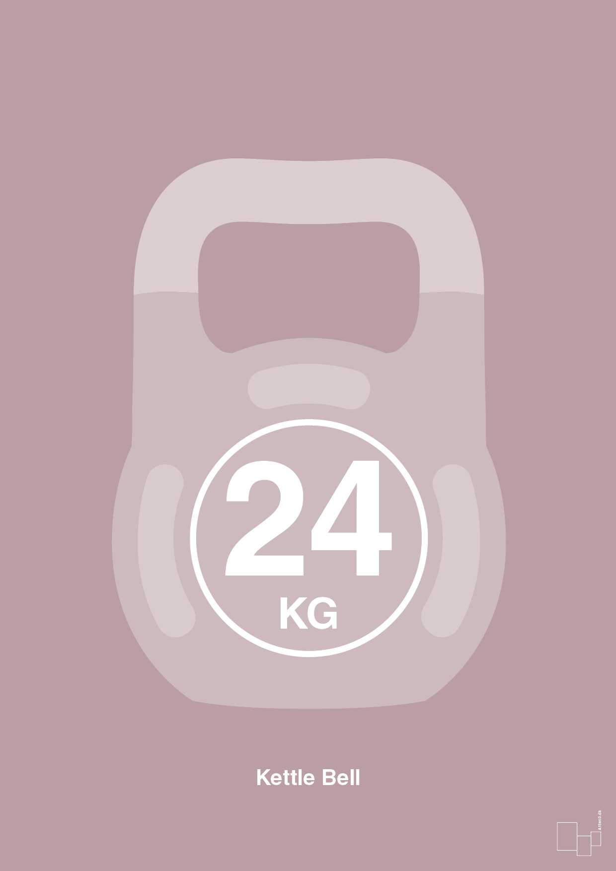 kettle bell 24 kg - Plakat med Grafik i Light Rose