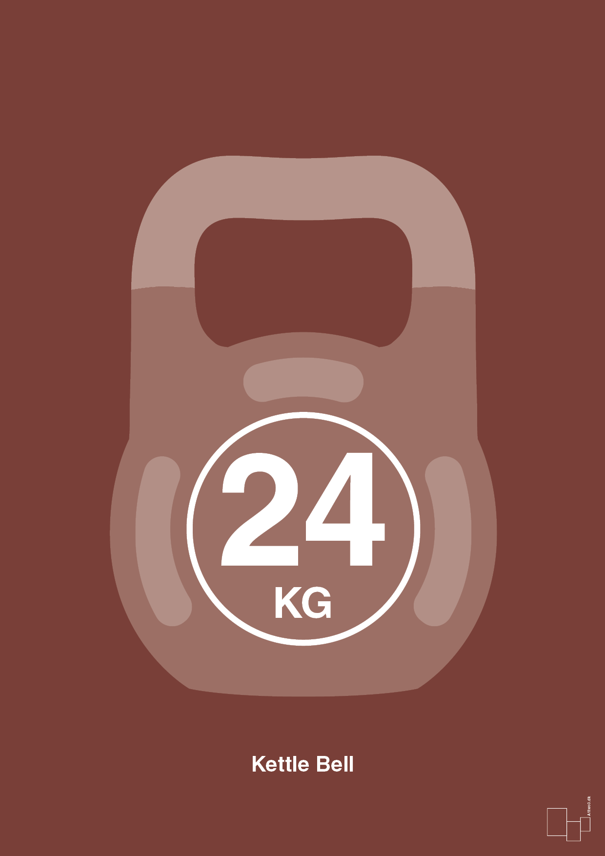 kettle bell 24 kg - Plakat med Grafik i Red Pepper