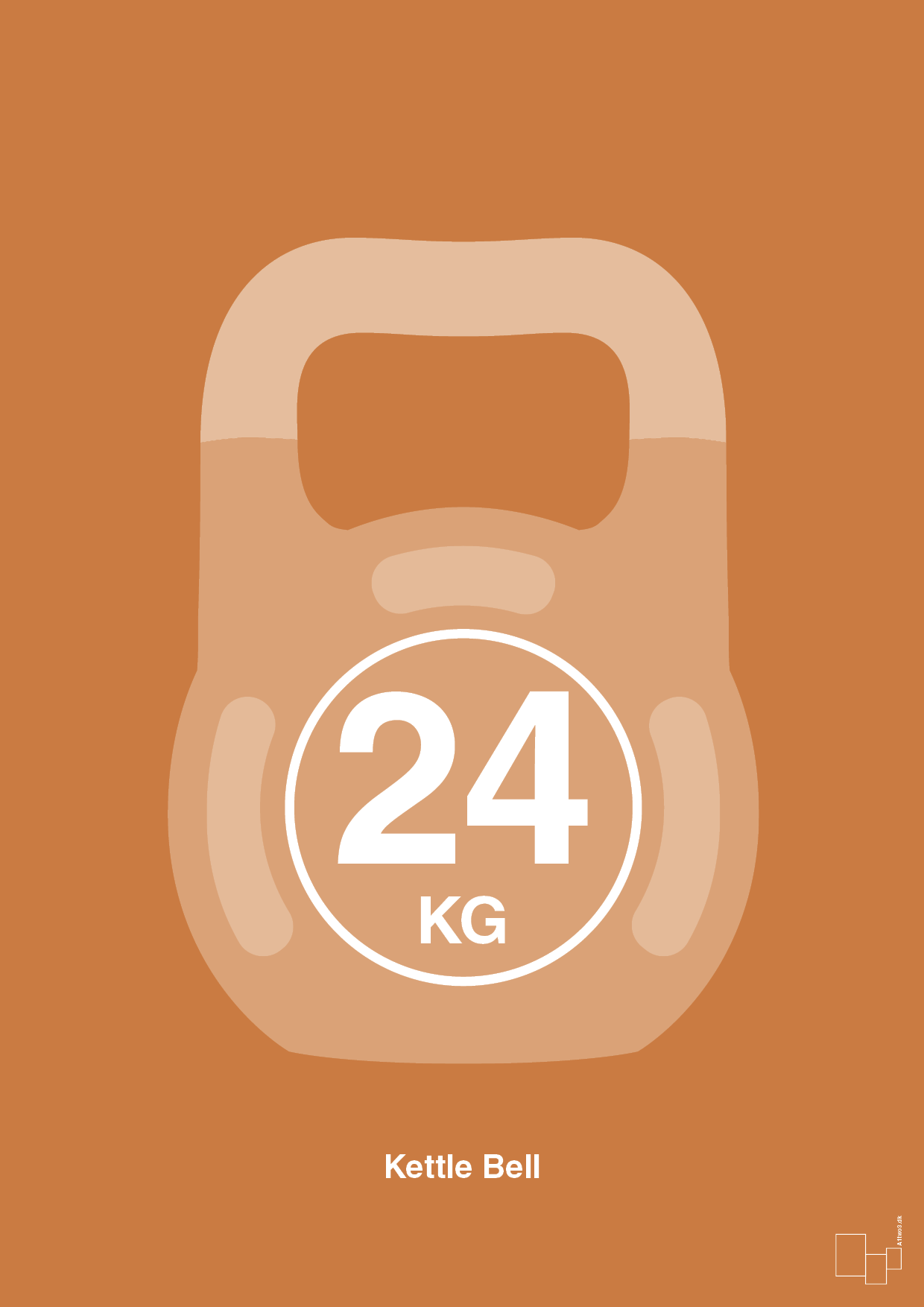 kettle bell 24 kg - Plakat med Grafik i Rumba Orange