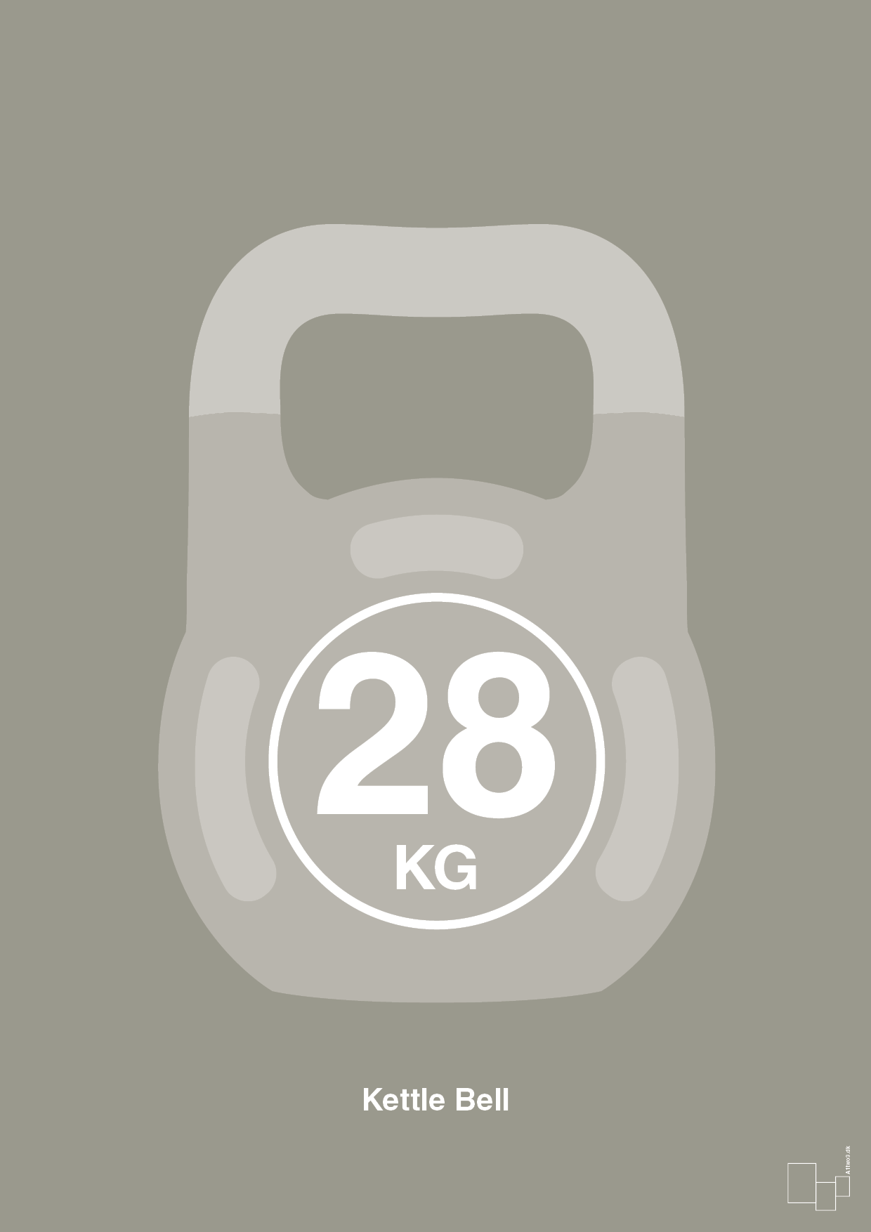 kettle bell 28 kg - Plakat med Grafik i Battleship Gray