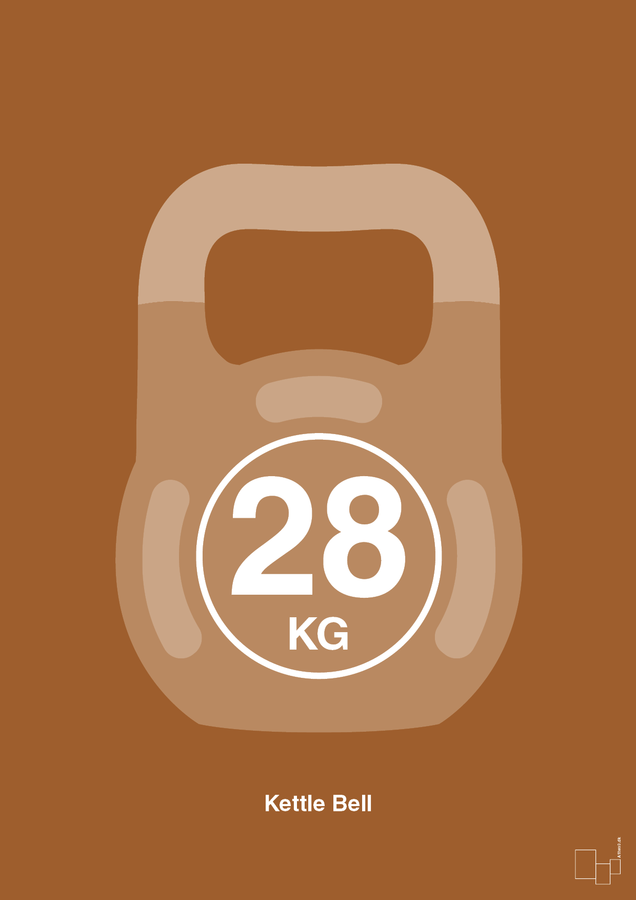 kettle bell 28 kg - Plakat med Grafik i Cognac