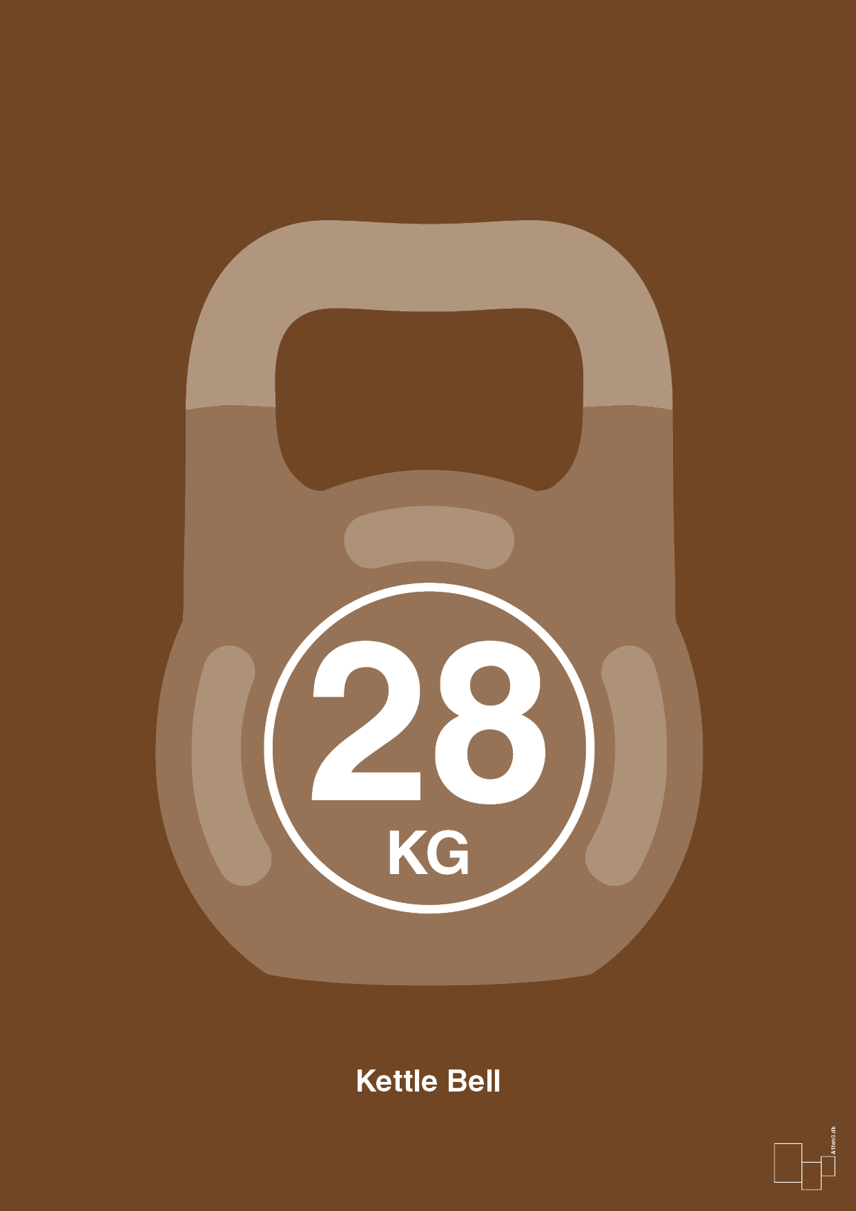 kettle bell 28 kg - Plakat med Grafik i Dark Brown