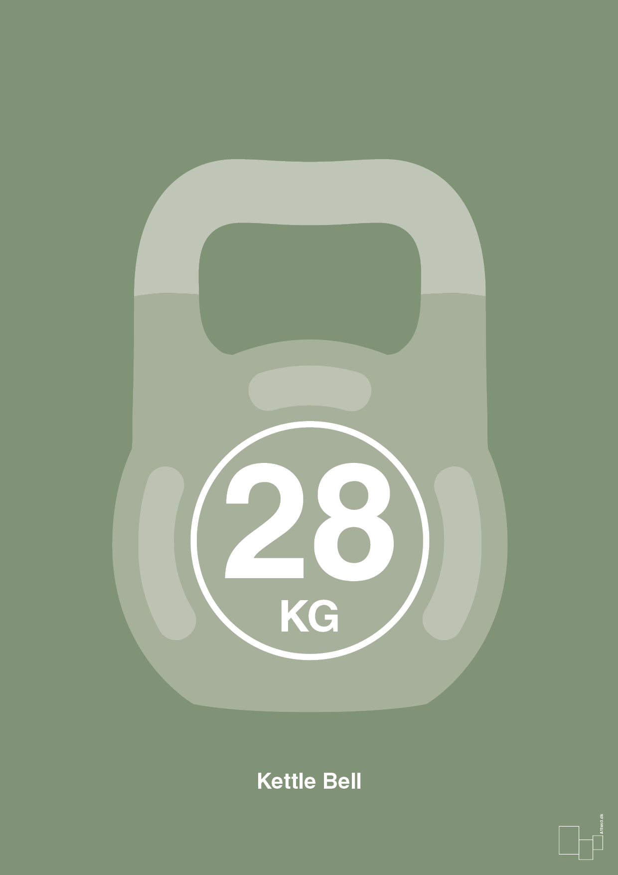 kettle bell 28 kg - Plakat med Grafik i Jade
