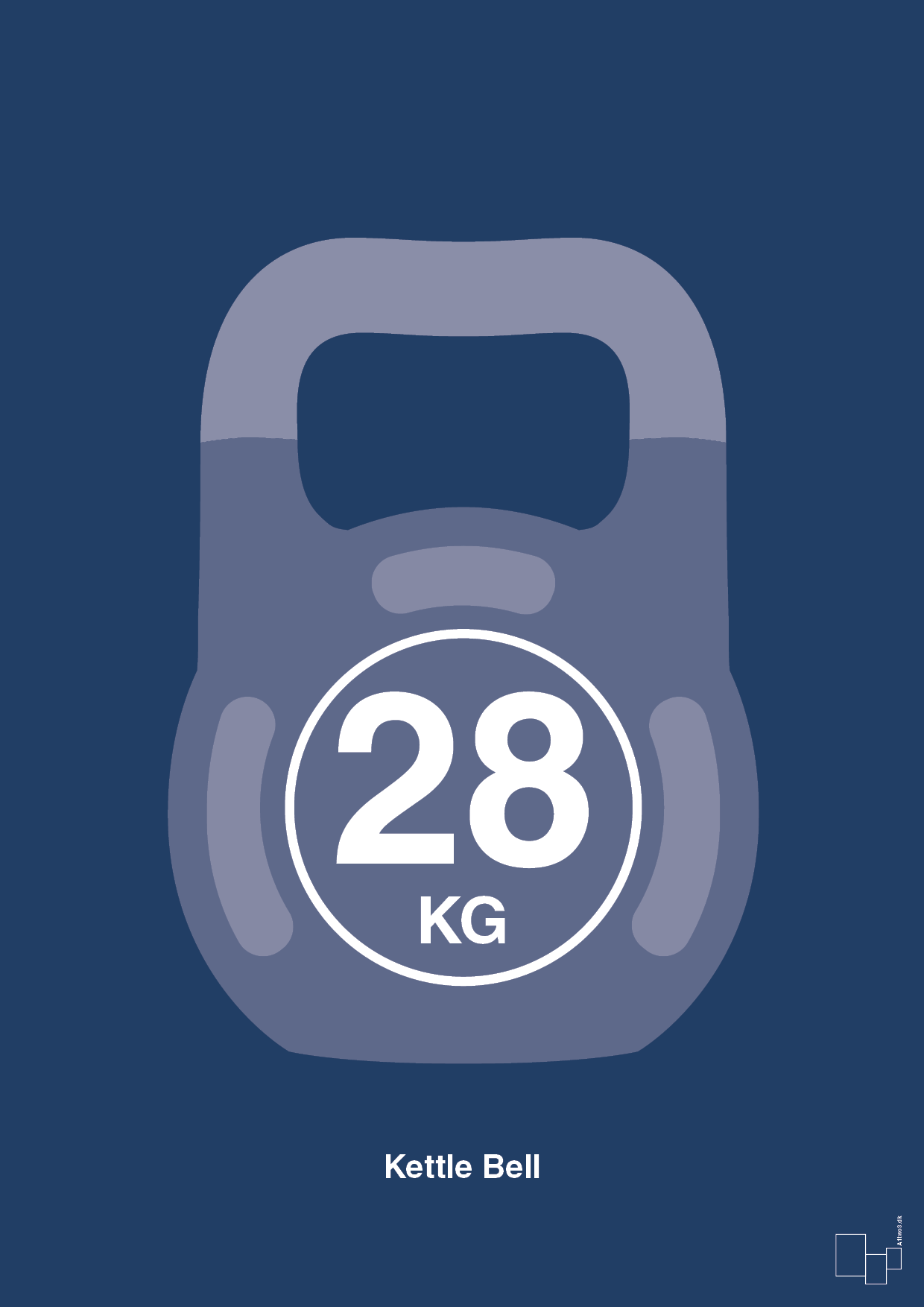 kettle bell 28 kg - Plakat med Grafik i Lapis Blue