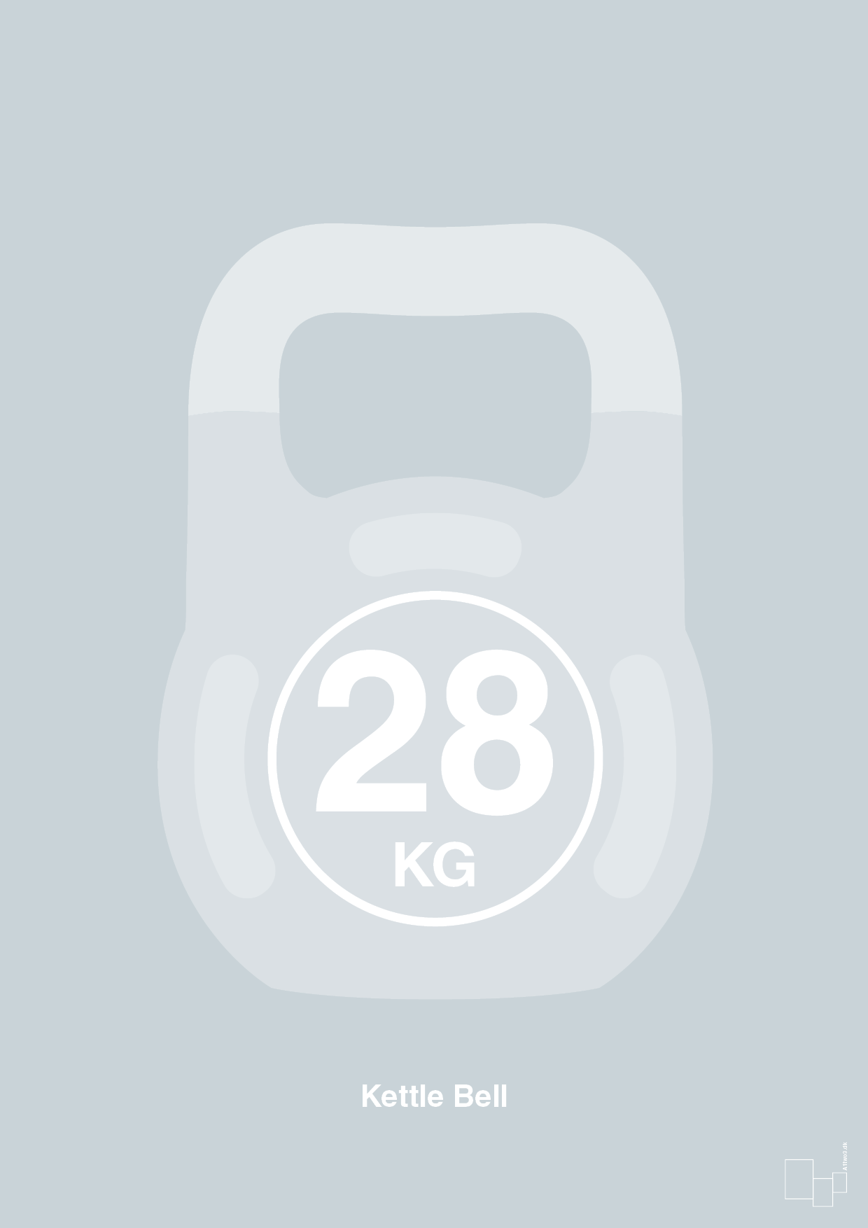 kettle bell 28 kg - Plakat med Grafik i Light Drizzle