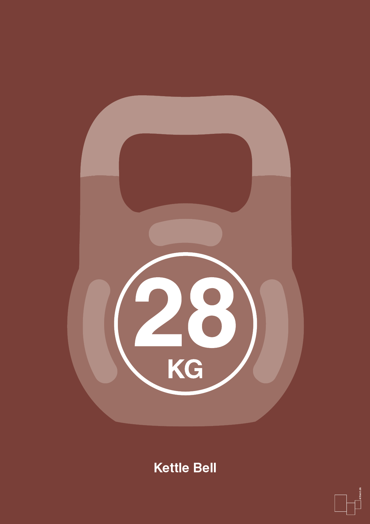 kettle bell 28 kg - Plakat med Grafik i Red Pepper
