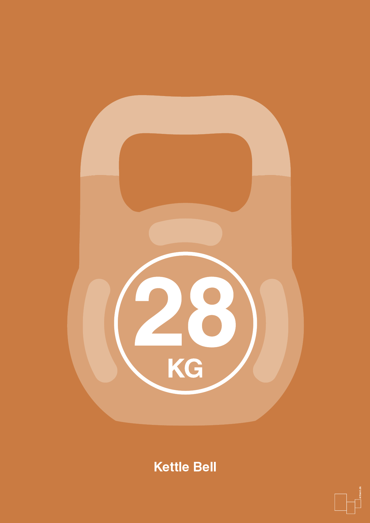 kettle bell 28 kg - Plakat med Grafik i Rumba Orange