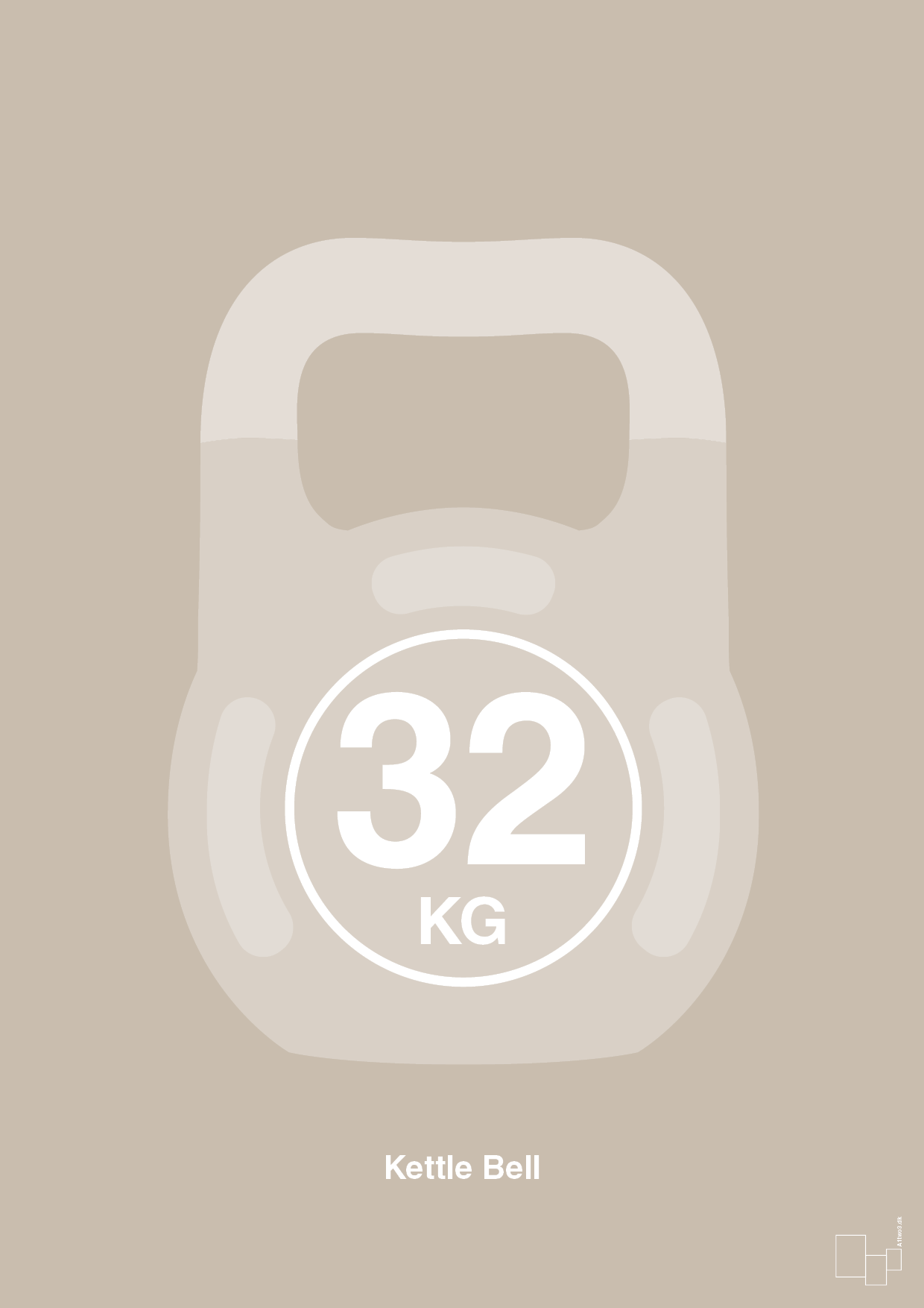 kettle bell 32 kg - Plakat med Grafik i Creamy Mushroom
