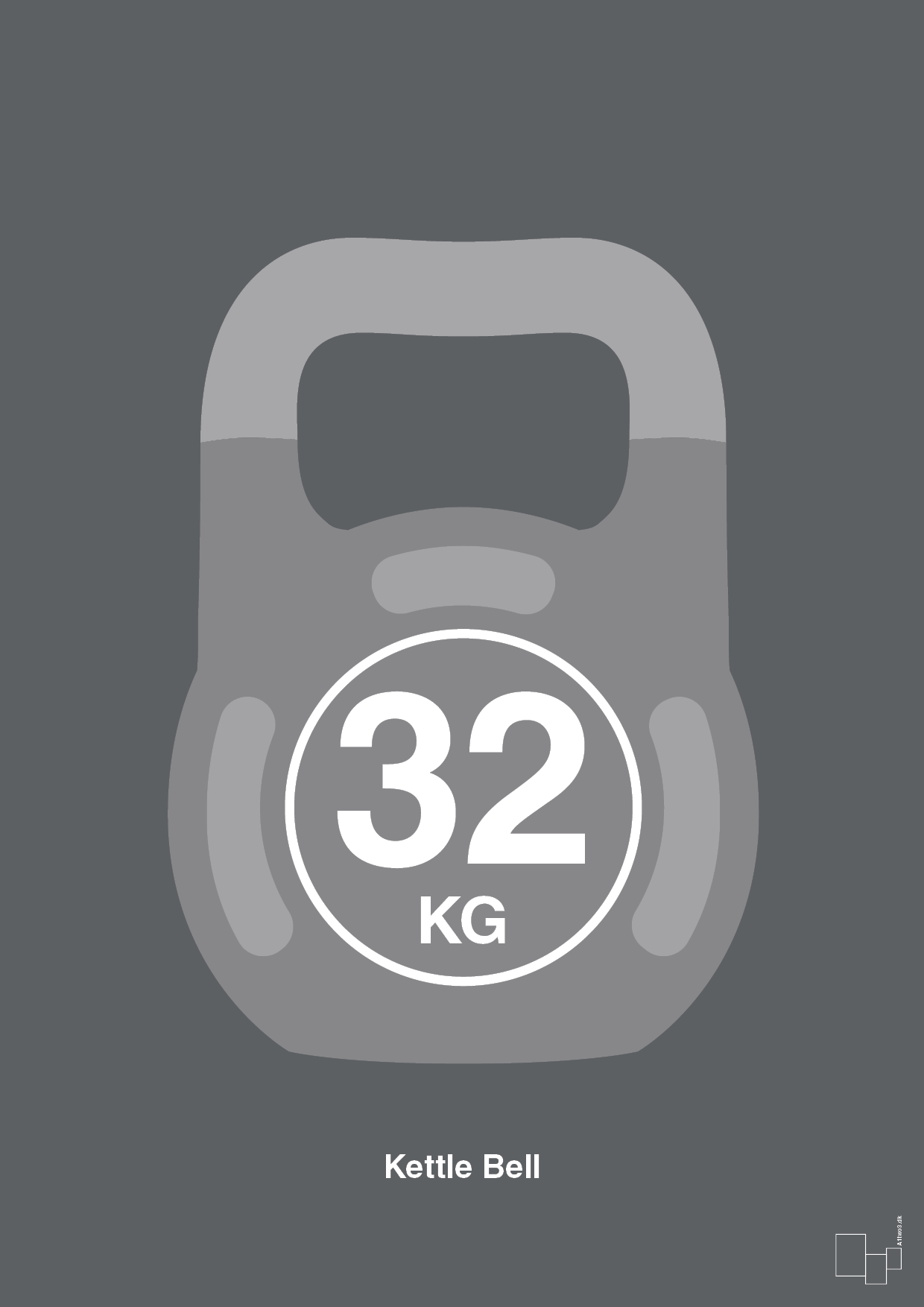 kettle bell 32 kg - Plakat med Grafik i Graphic Charcoal