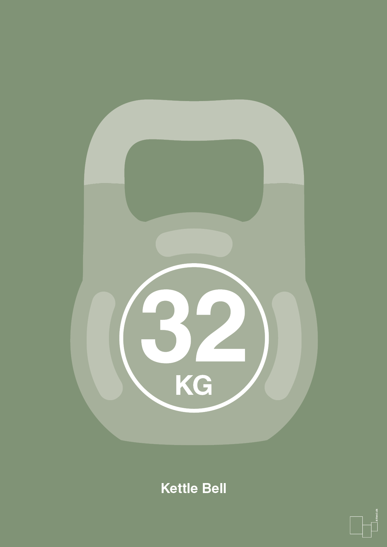 kettle bell 32 kg - Plakat med Grafik i Jade