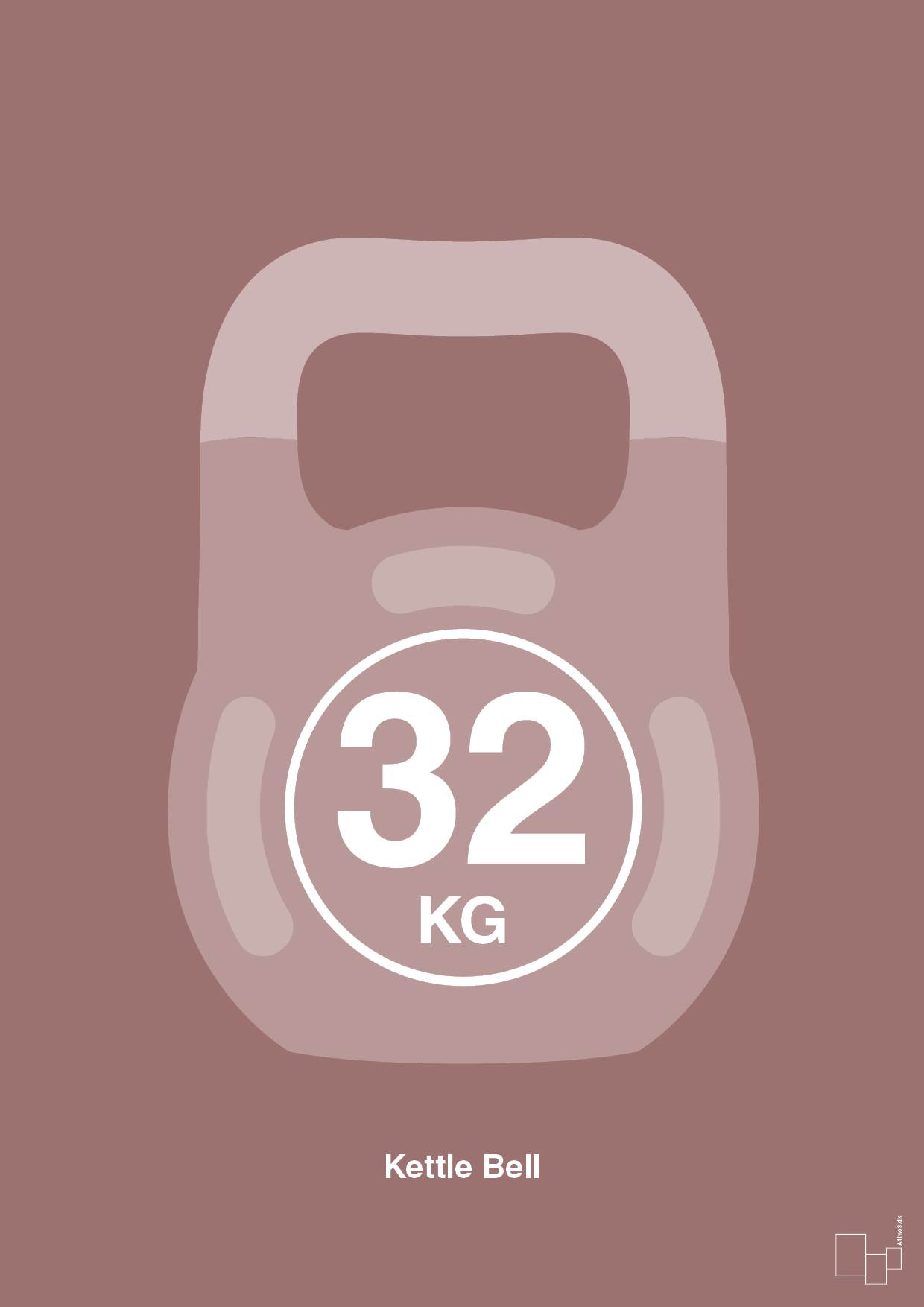 kettle bell 32 kg - Plakat med Grafik i Plum