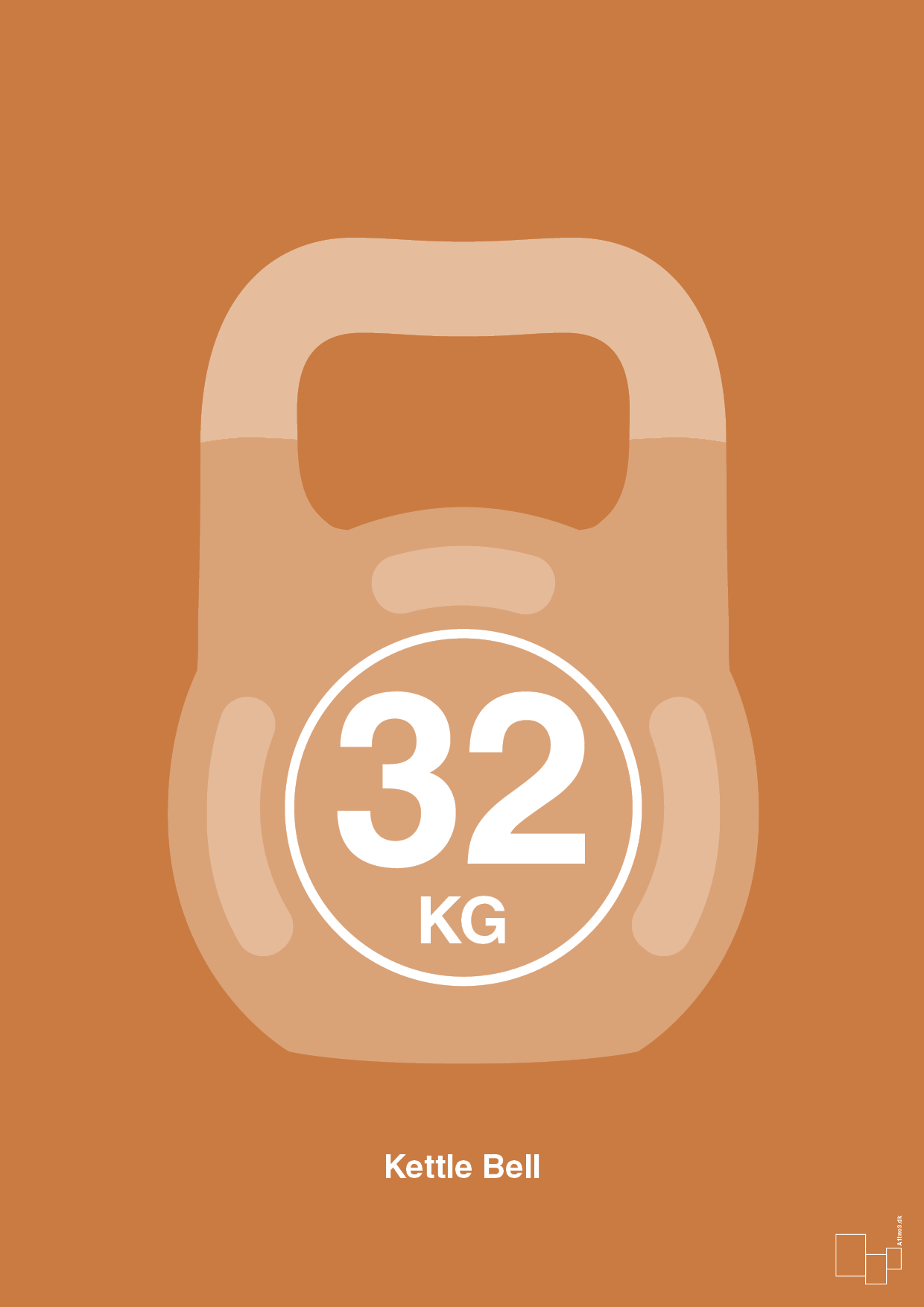 kettle bell 32 kg - Plakat med Grafik i Rumba Orange