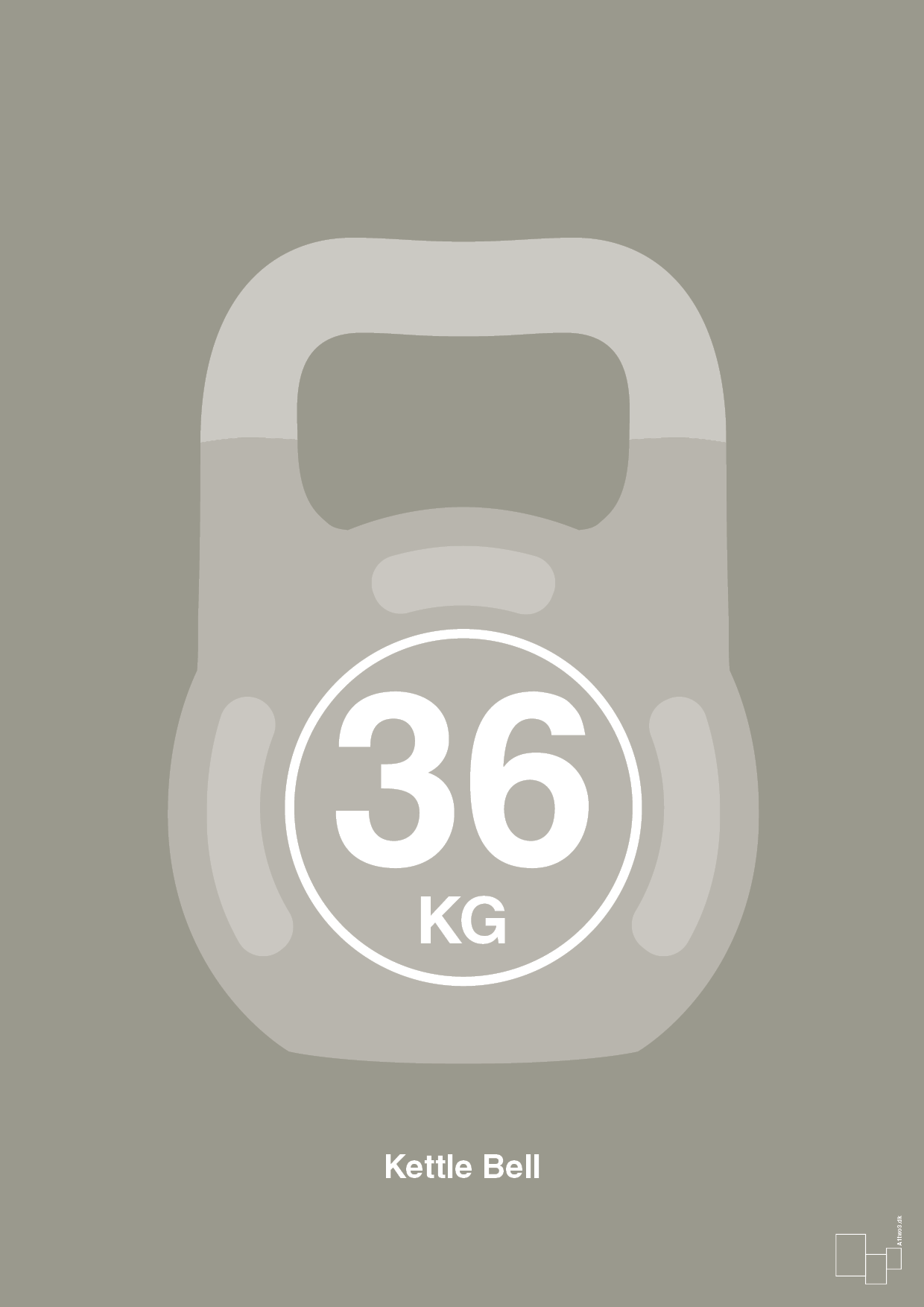 kettle bell 36 kg - Plakat med Grafik i Battleship Gray