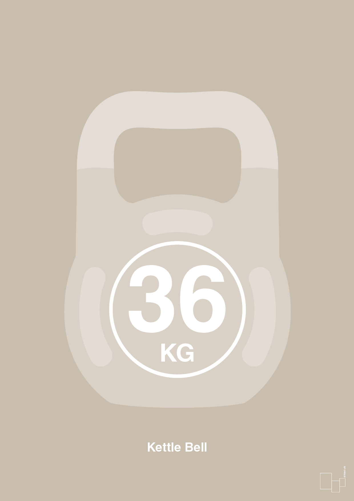 kettle bell 36 kg - Plakat med Grafik i Creamy Mushroom