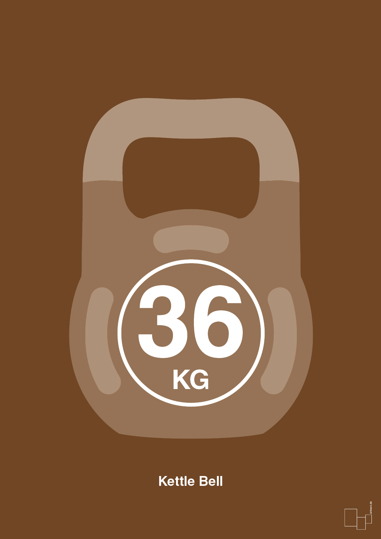 kettle bell 36 kg - Plakat med Grafik i Dark Brown