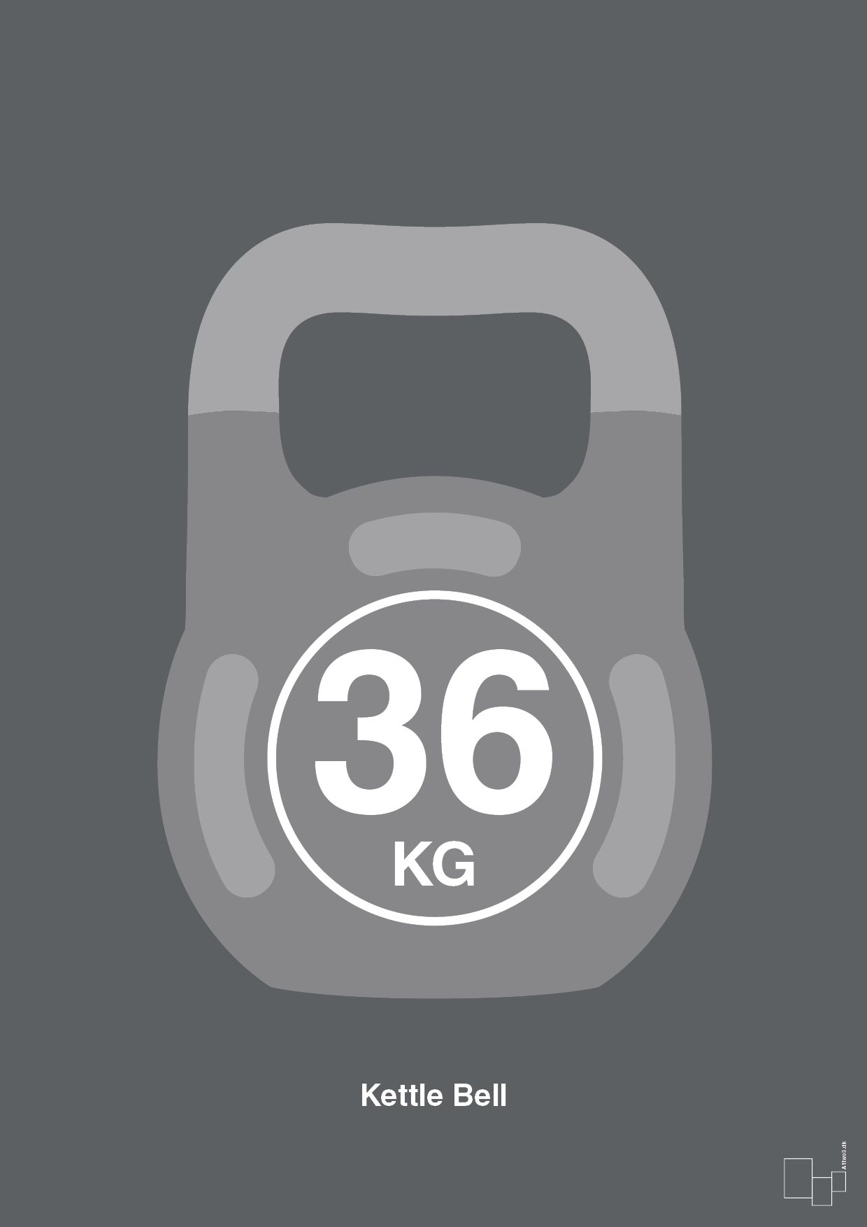 kettle bell 36 kg - Plakat med Grafik i Graphic Charcoal
