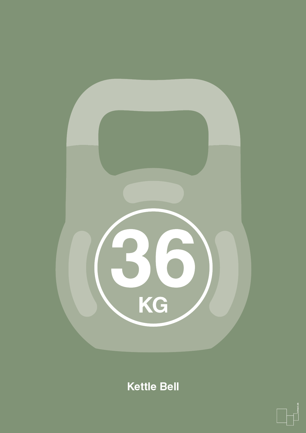 kettle bell 36 kg - Plakat med Grafik i Jade