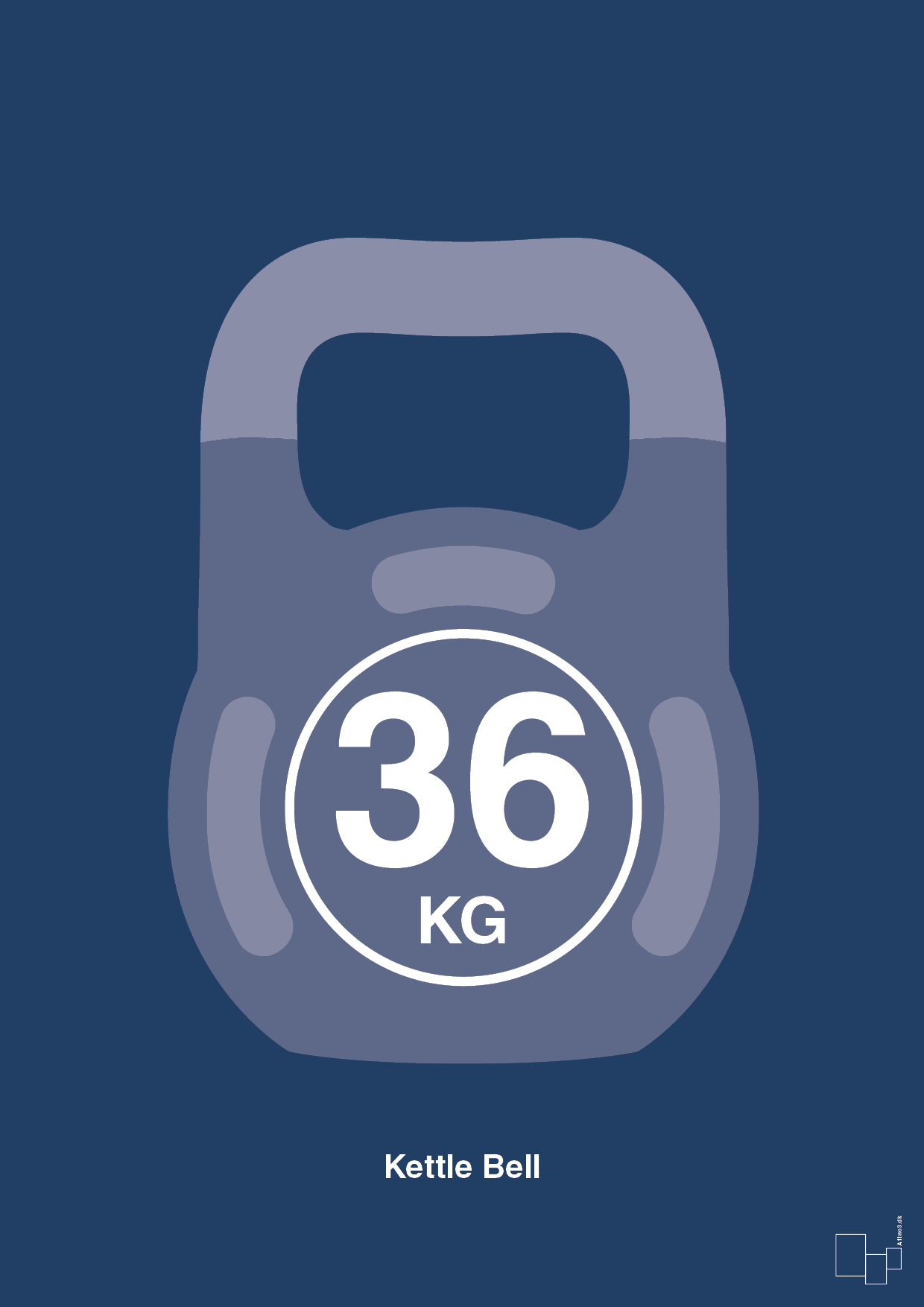 kettle bell 36 kg - Plakat med Grafik i Lapis Blue