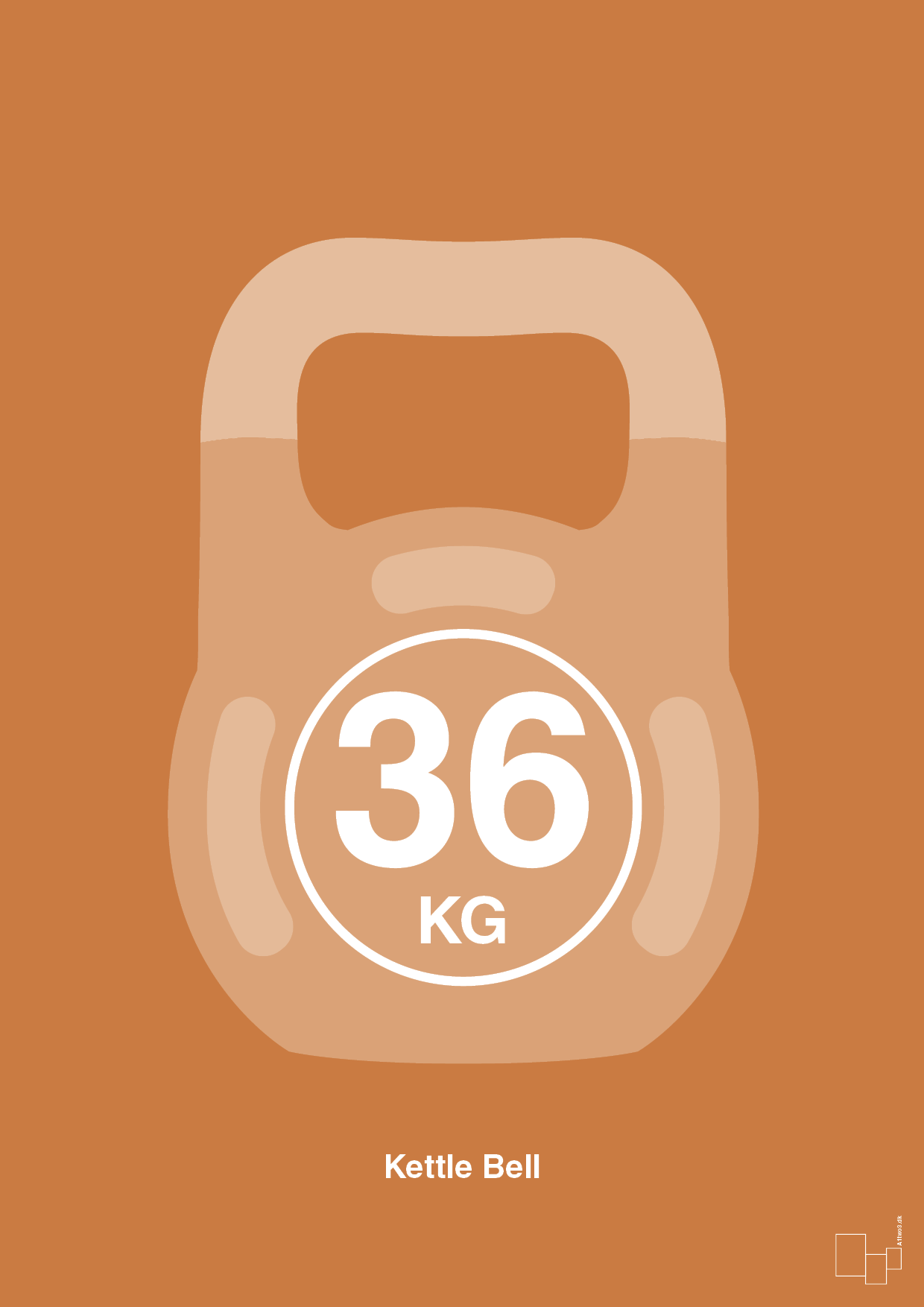 kettle bell 36 kg - Plakat med Grafik i Rumba Orange