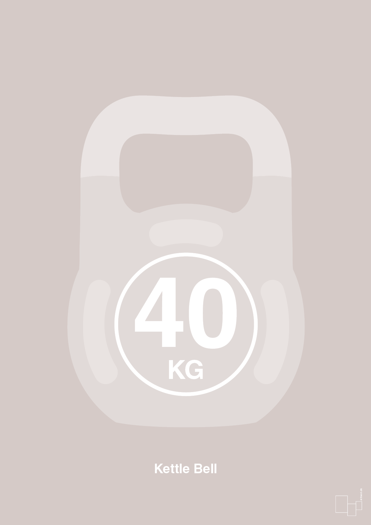 kettle bell 40 kg - Plakat med Grafik i Broken Beige