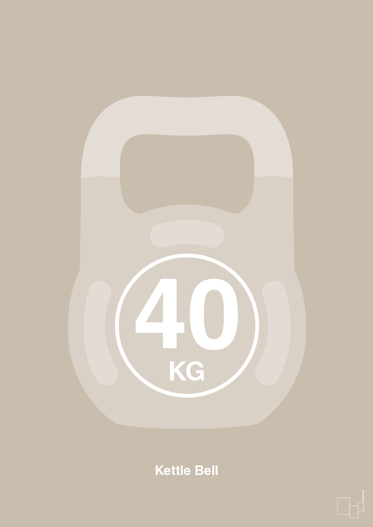 kettle bell 40 kg - Plakat med Grafik i Creamy Mushroom
