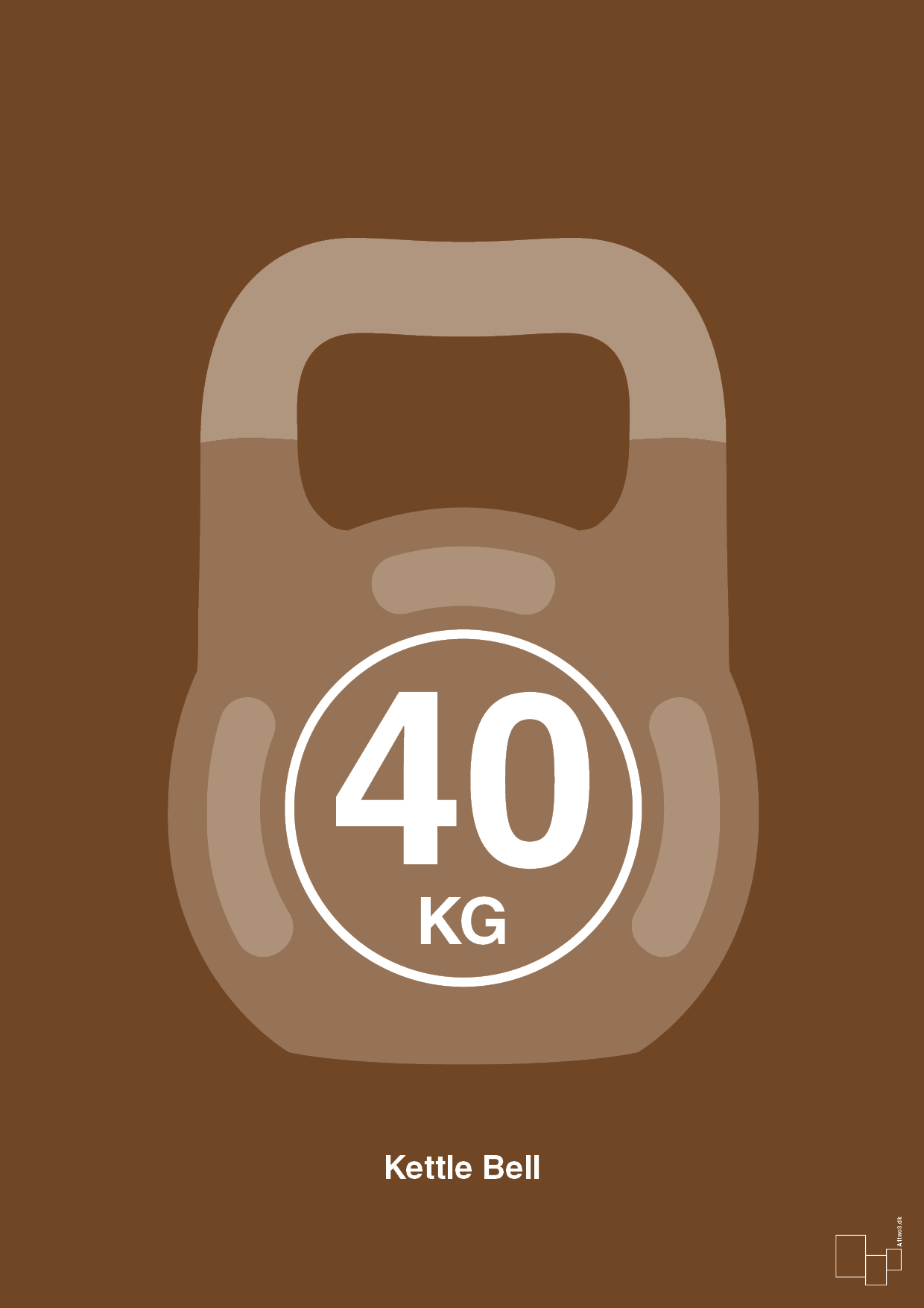 kettle bell 40 kg - Plakat med Grafik i Dark Brown