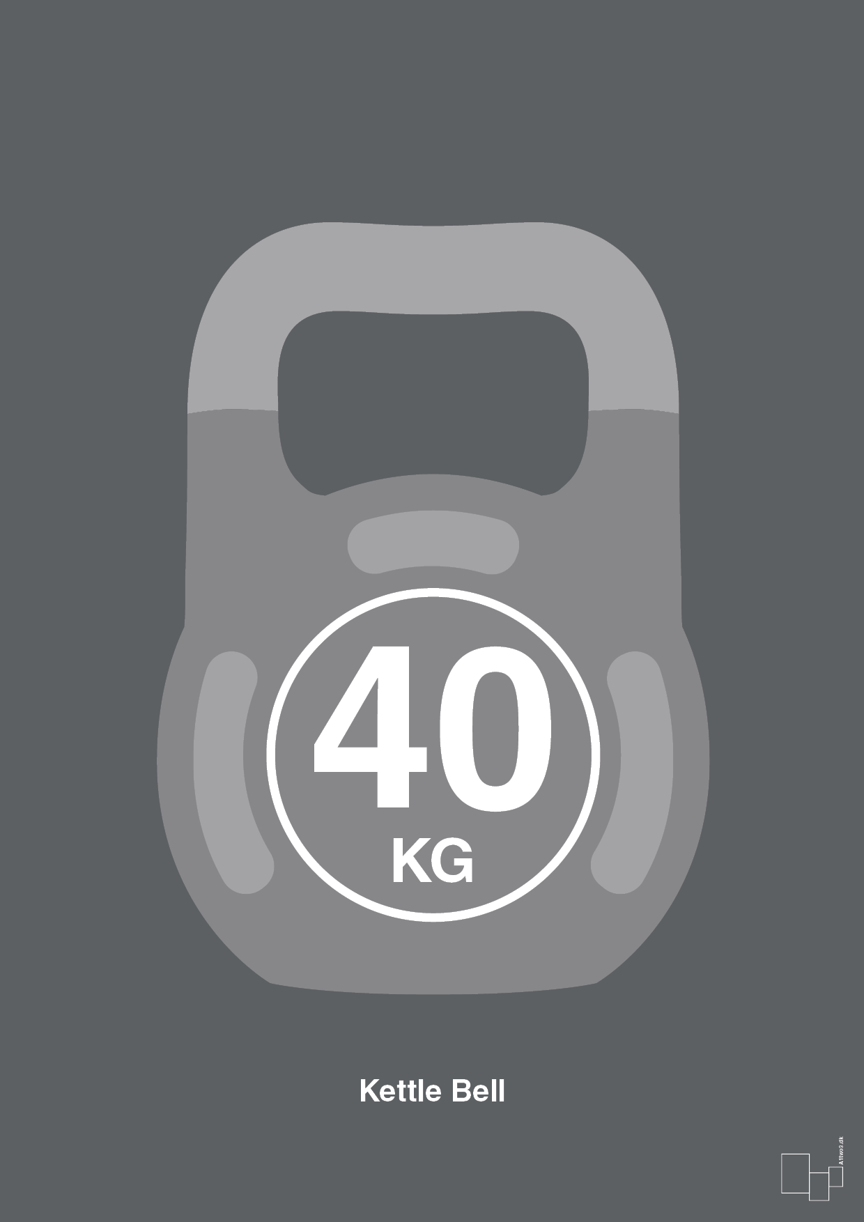 kettle bell 40 kg - Plakat med Grafik i Graphic Charcoal