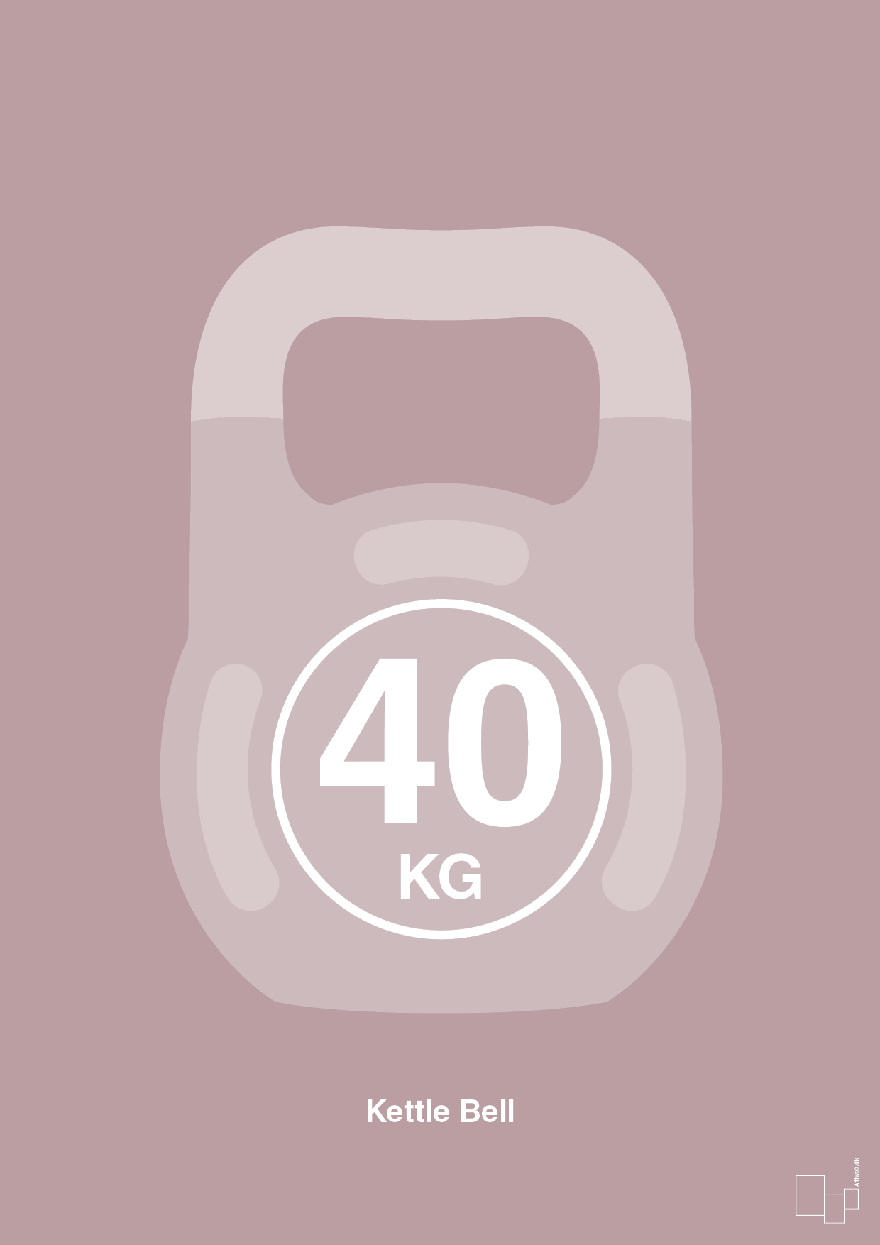 kettle bell 40 kg - Plakat med Grafik i Light Rose