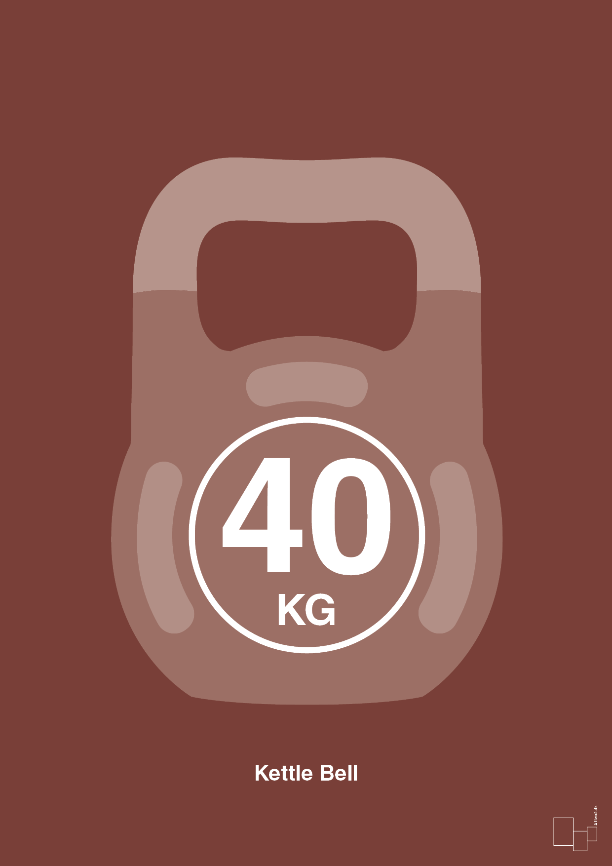 kettle bell 40 kg - Plakat med Grafik i Red Pepper