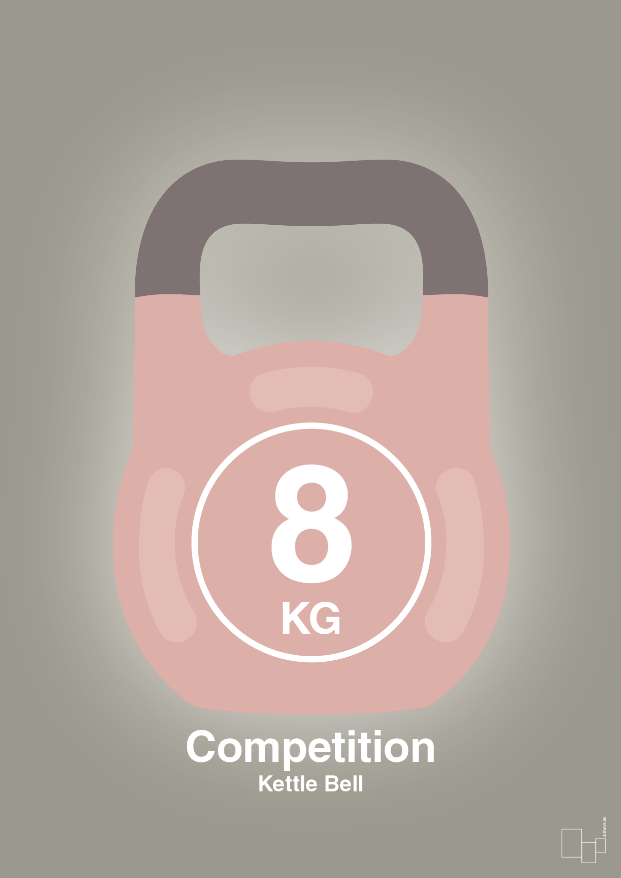 kettle bell 8 kg - competition color - Plakat med Grafik i Battleship Gray