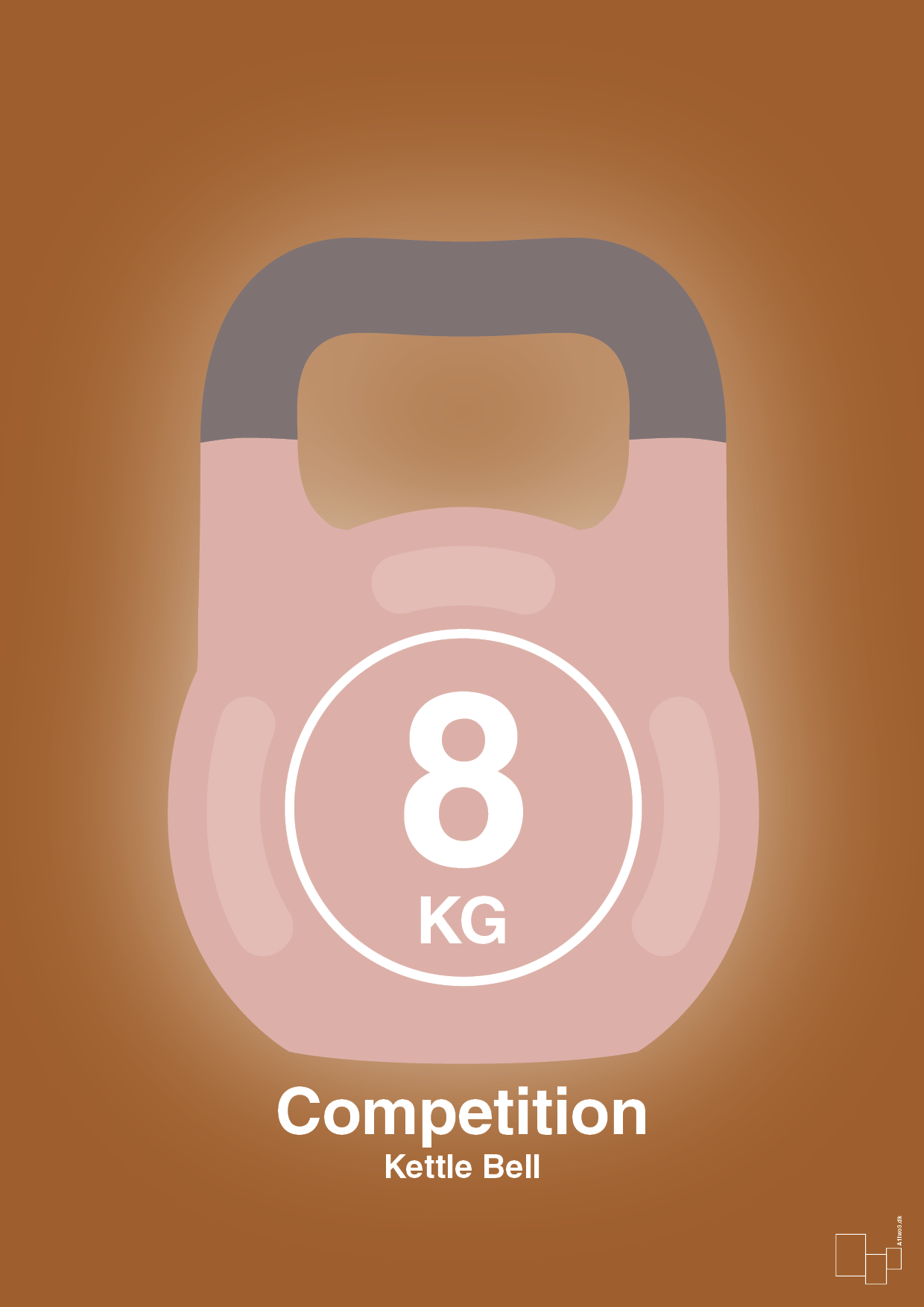 kettle bell 8 kg - competition color - Plakat med Grafik i Cognac