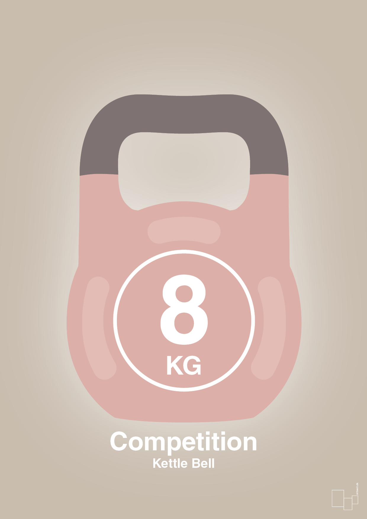kettle bell 8 kg - competition color - Plakat med Grafik i Creamy Mushroom