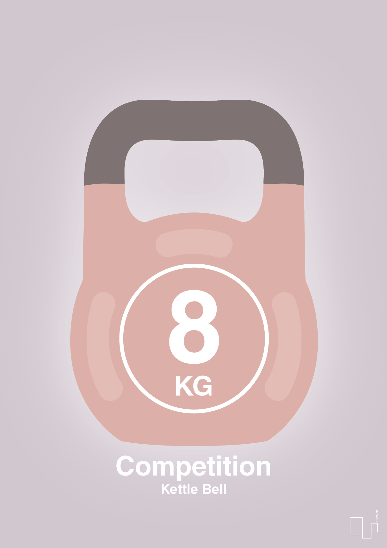 kettle bell 8 kg - competition color - Plakat med Grafik i Dusty Lilac