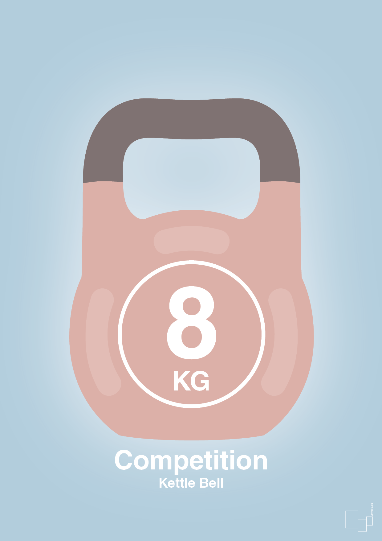 kettle bell 8 kg - competition color - Plakat med Grafik i Heavenly Blue