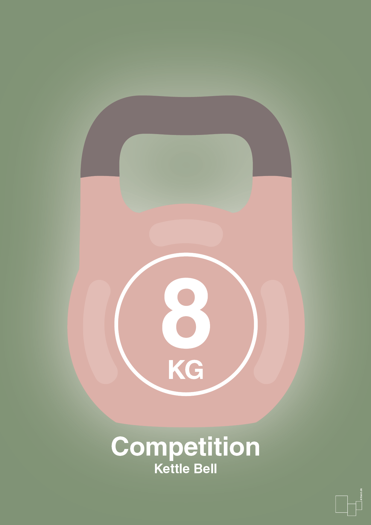 kettle bell 8 kg - competition color - Plakat med Grafik i Jade