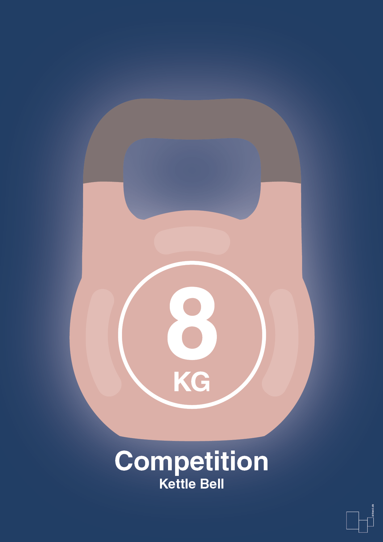 kettle bell 8 kg - competition color - Plakat med Grafik i Lapis Blue