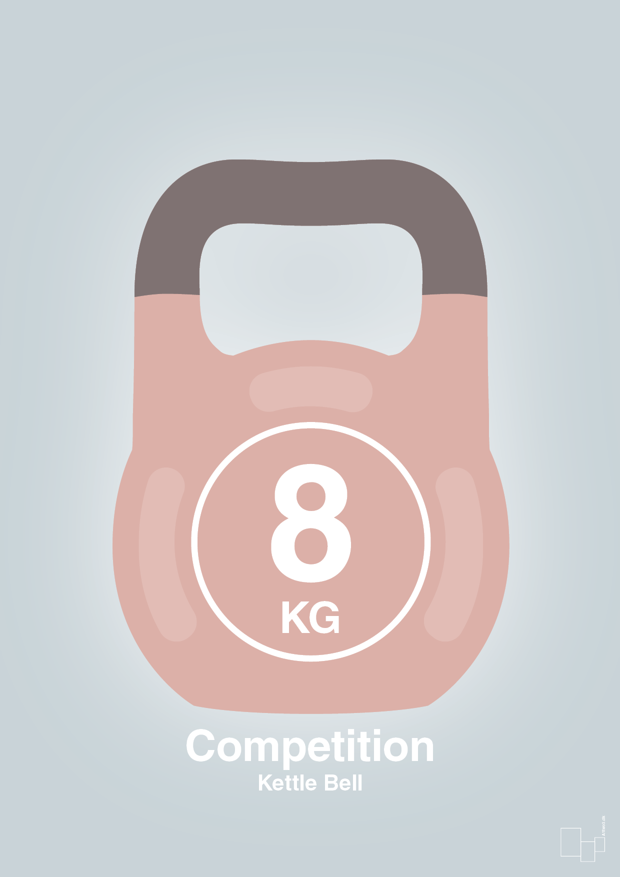 kettle bell 8 kg - competition color - Plakat med Grafik i Light Drizzle