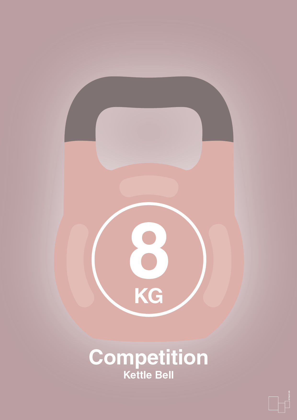 kettle bell 8 kg - competition color - Plakat med Grafik i Light Rose
