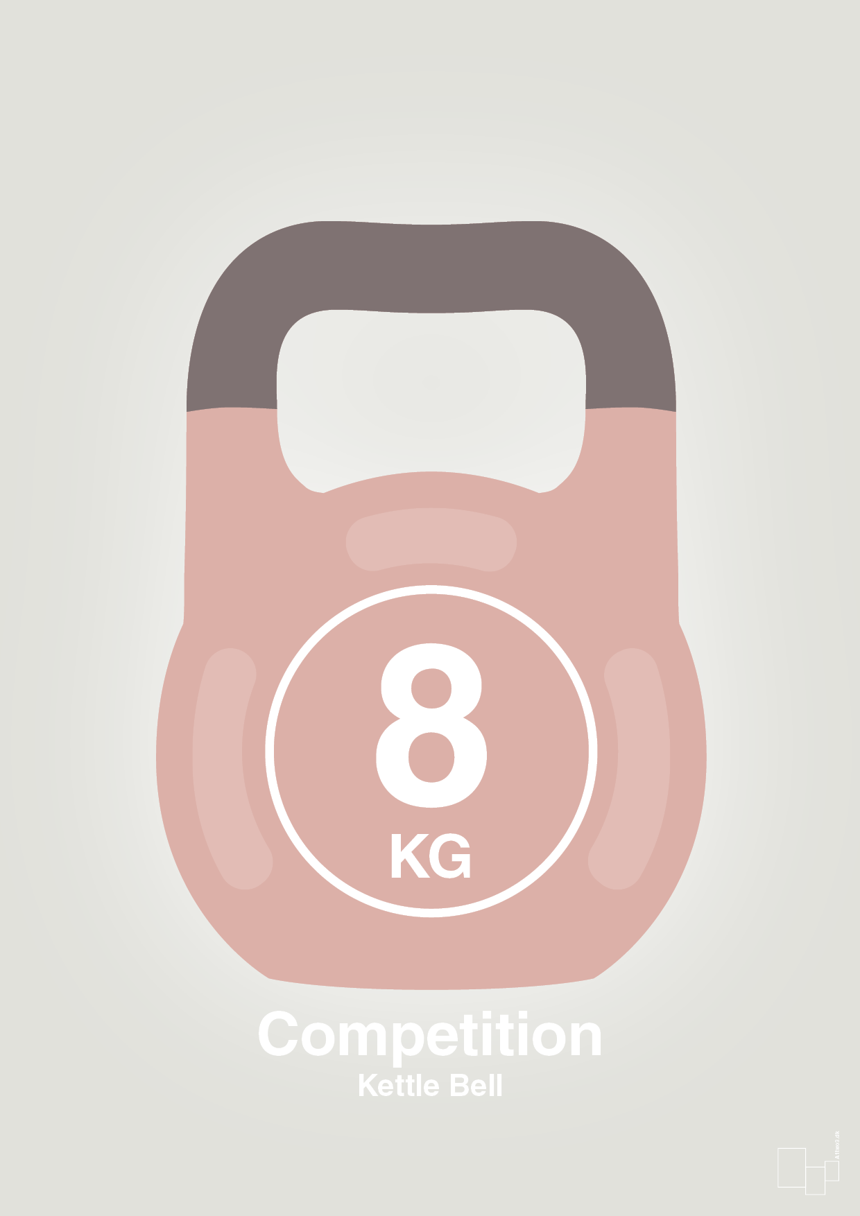 kettle bell 8 kg - competition color - Plakat med Grafik i Painters White
