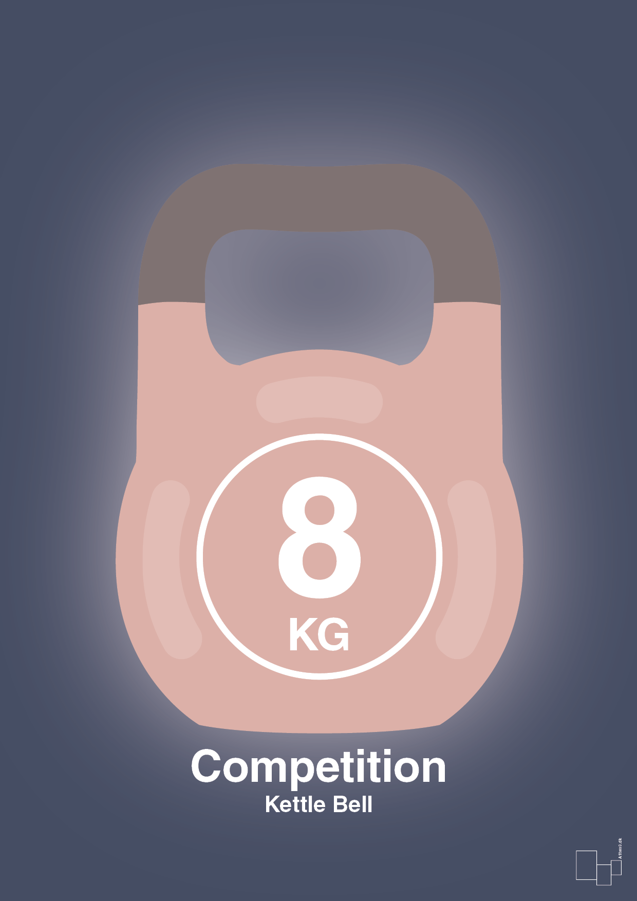kettle bell 8 kg - competition color - Plakat med Grafik i Petrol